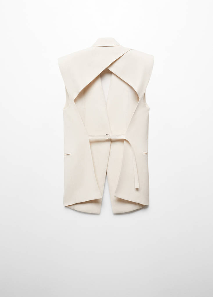 Suit waistcoat with open back — Ecru