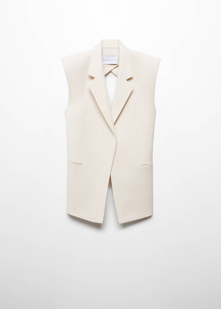 Suit waistcoat with open back — Ecru