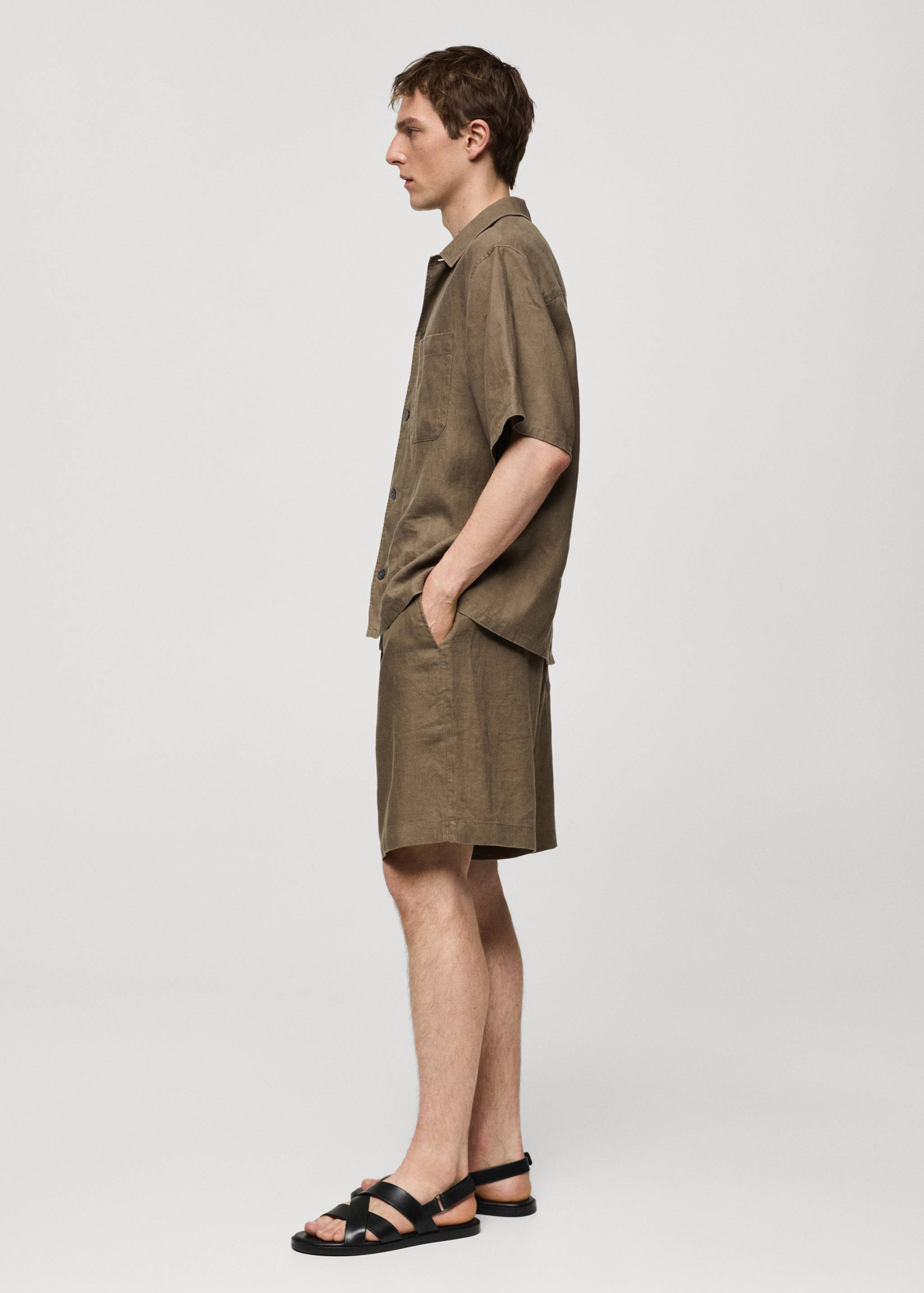 100% linen bermuda shorts with drawstring - Details of the article 6