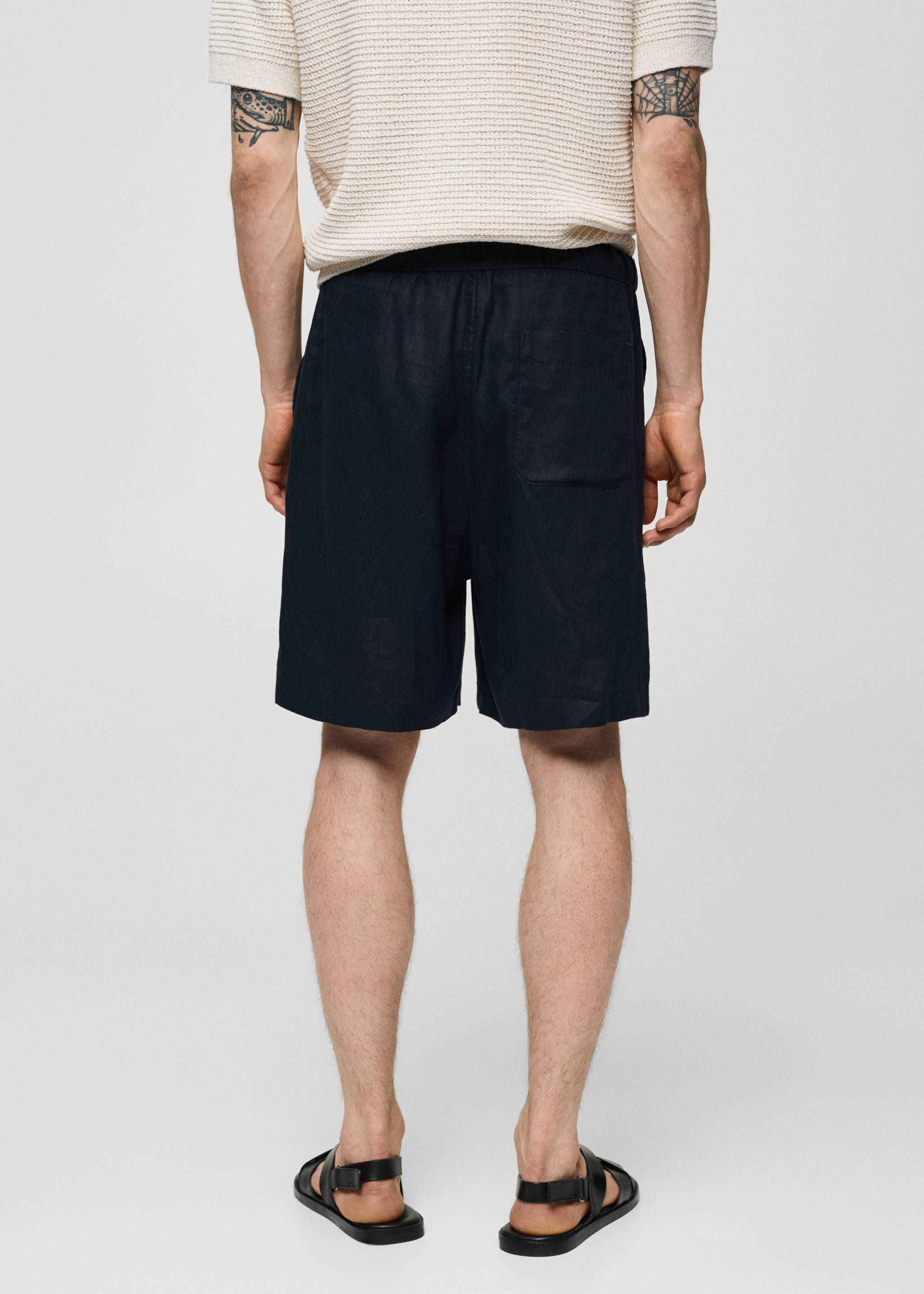 100% linen bermuda shorts with drawstring - Reverse of the article