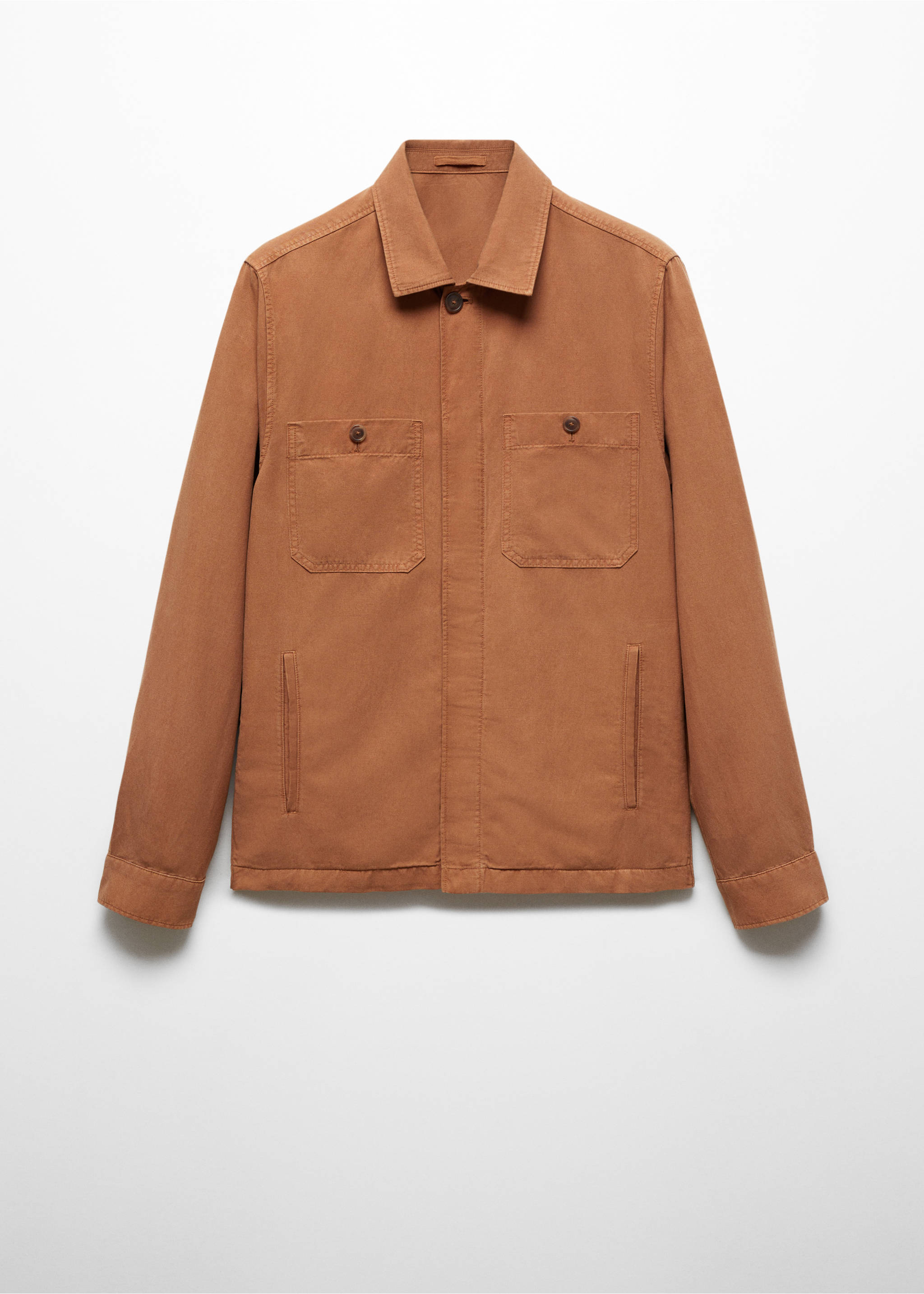 Sobrecamisa slim fit tencel lino - Artículo sin modelo, Naranja tostado. Ref: 67079220-00.