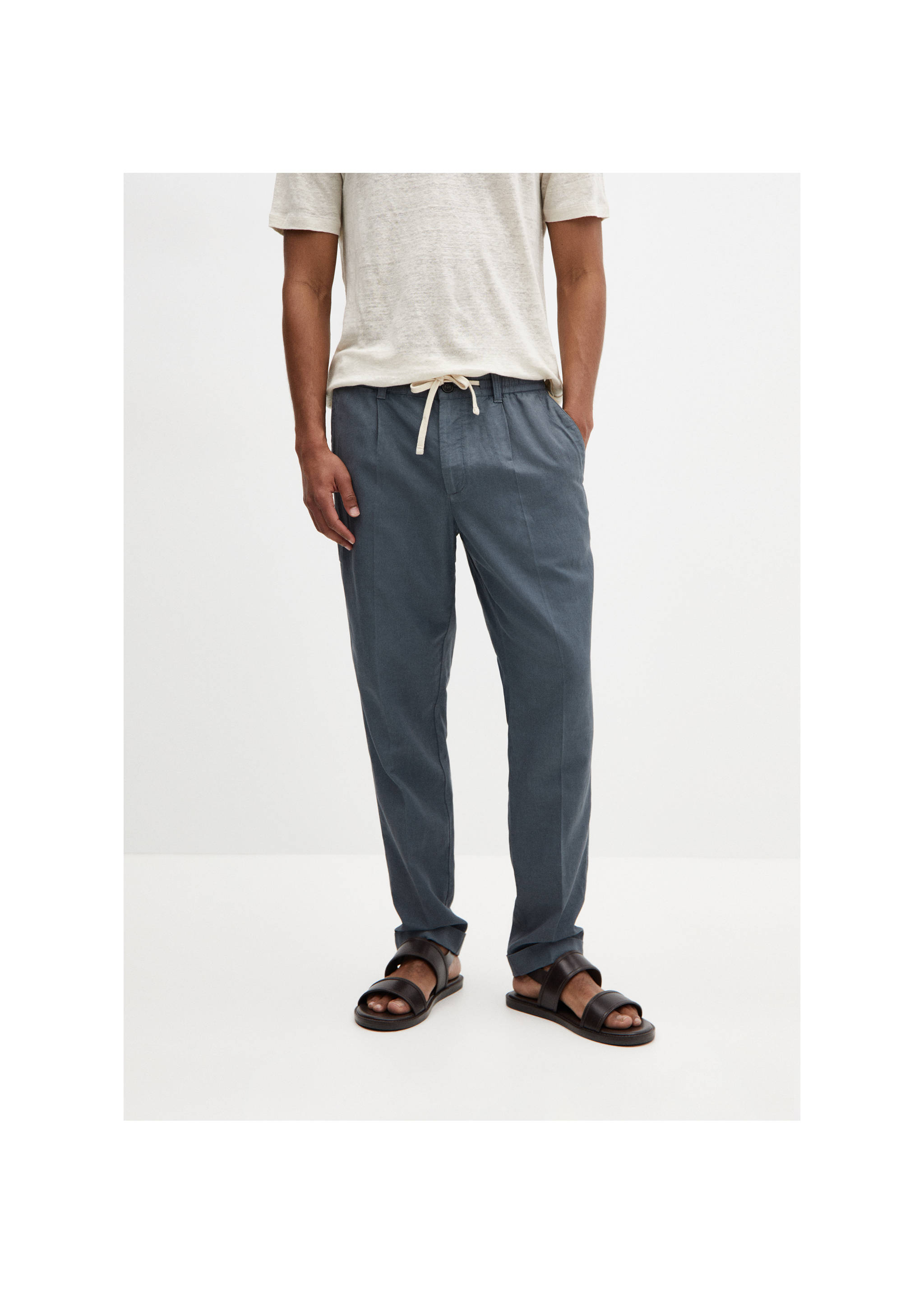 Sobrecamisa slim fit tencel lino - Plano medio, Azul indigo. Ref: 67079220-00.