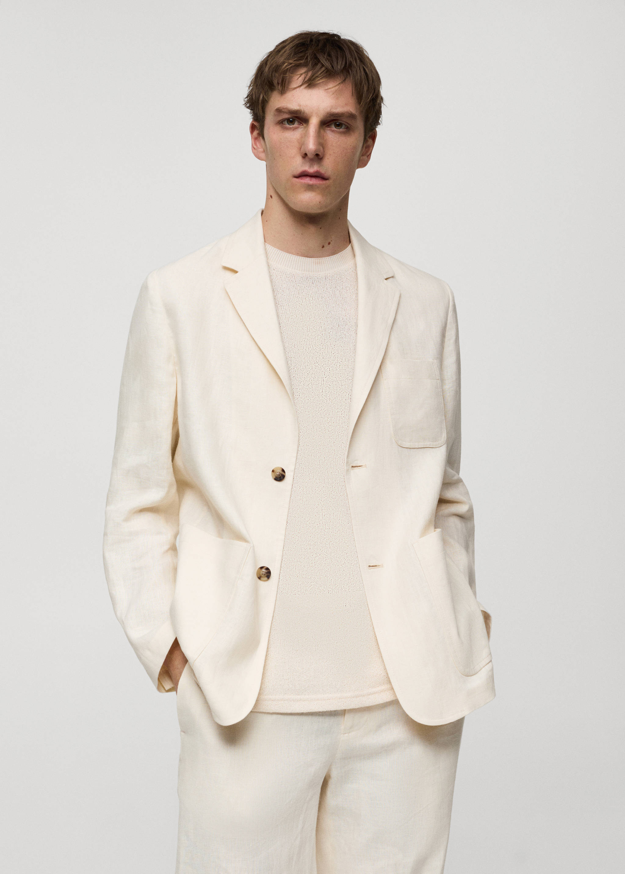 Veste 100 % lin poches relaxed-fit - Plan moyen