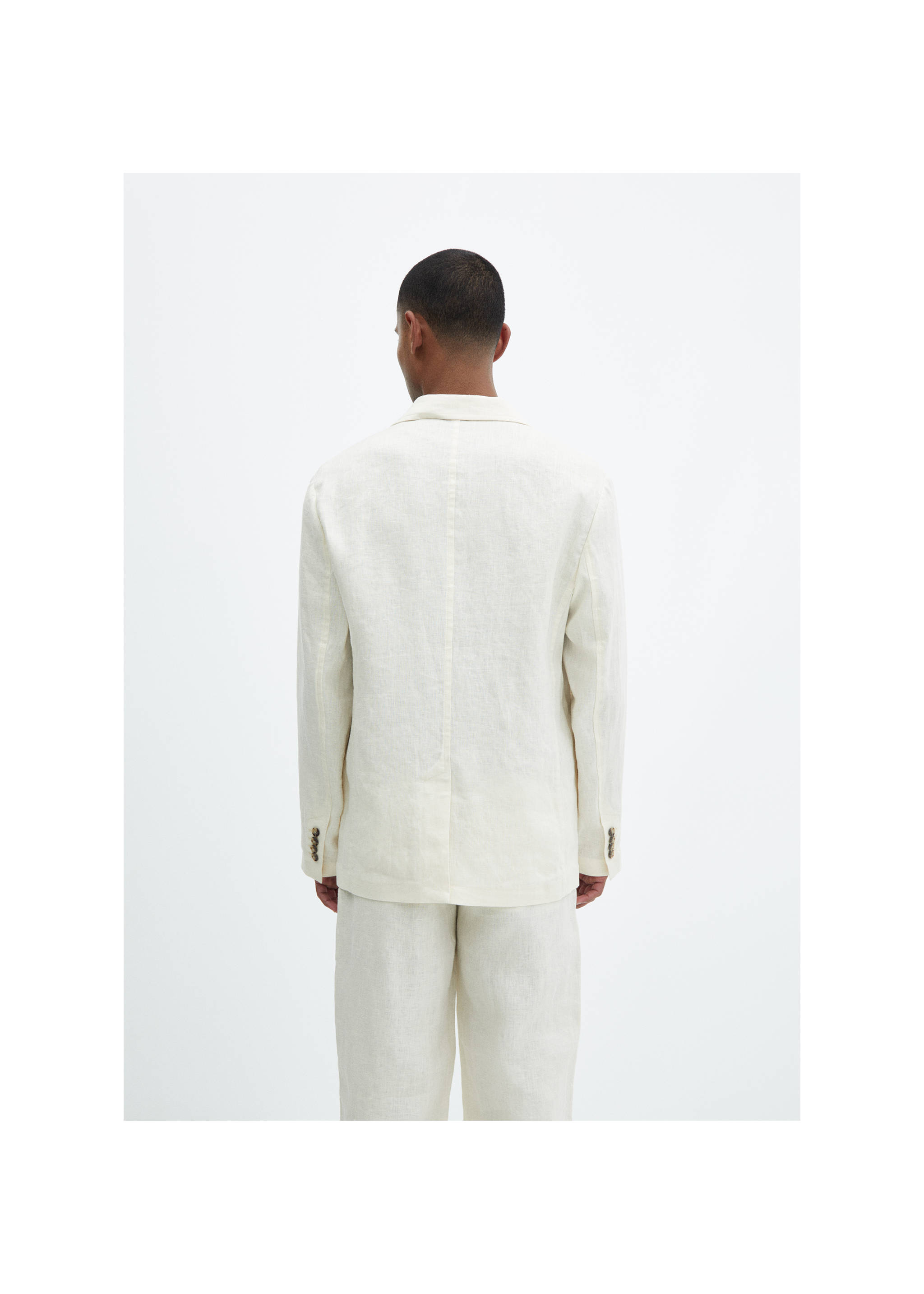 Americana 100% lino bolsillos relaxed fit - Reverso del artículo, Crudo. Ref: 67079224-00.