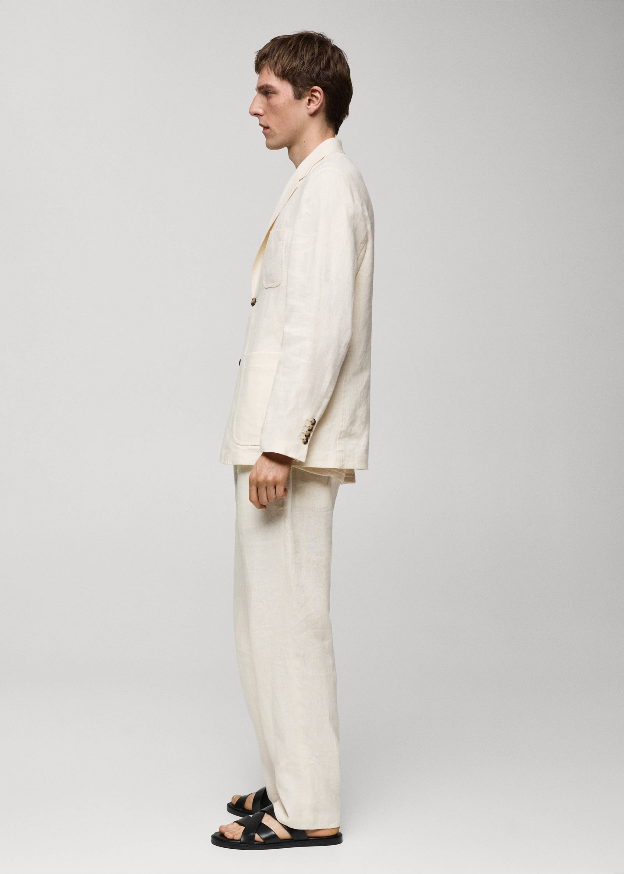 Americana 100% lino bolsillos relaxed fit - Detalle del artículo 2, Crudo. Ref: 67079224-00.