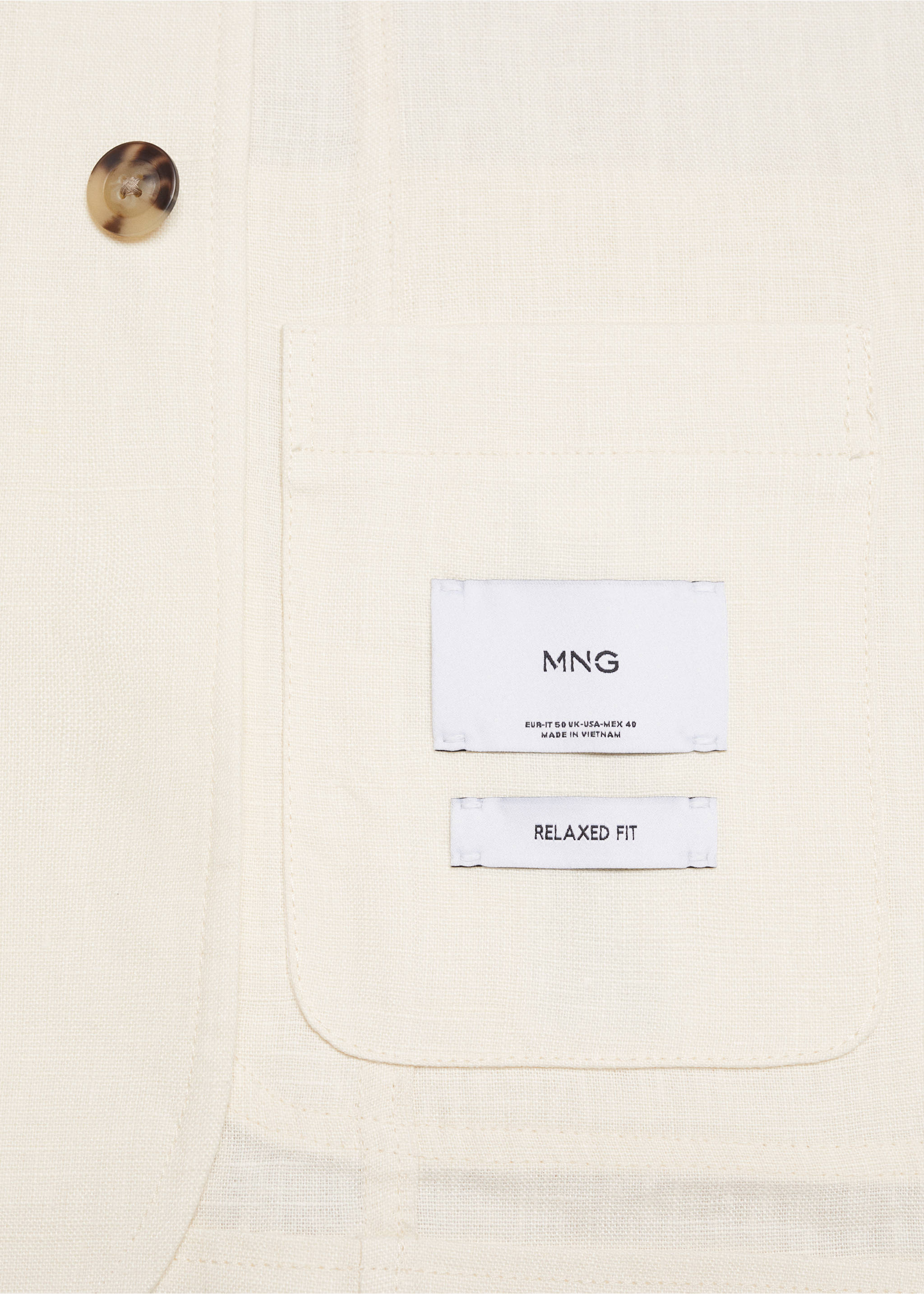 Americana 100% lino bolsillos relaxed fit - Detalle del artículo 0, Crudo. Ref: 67079224-00.