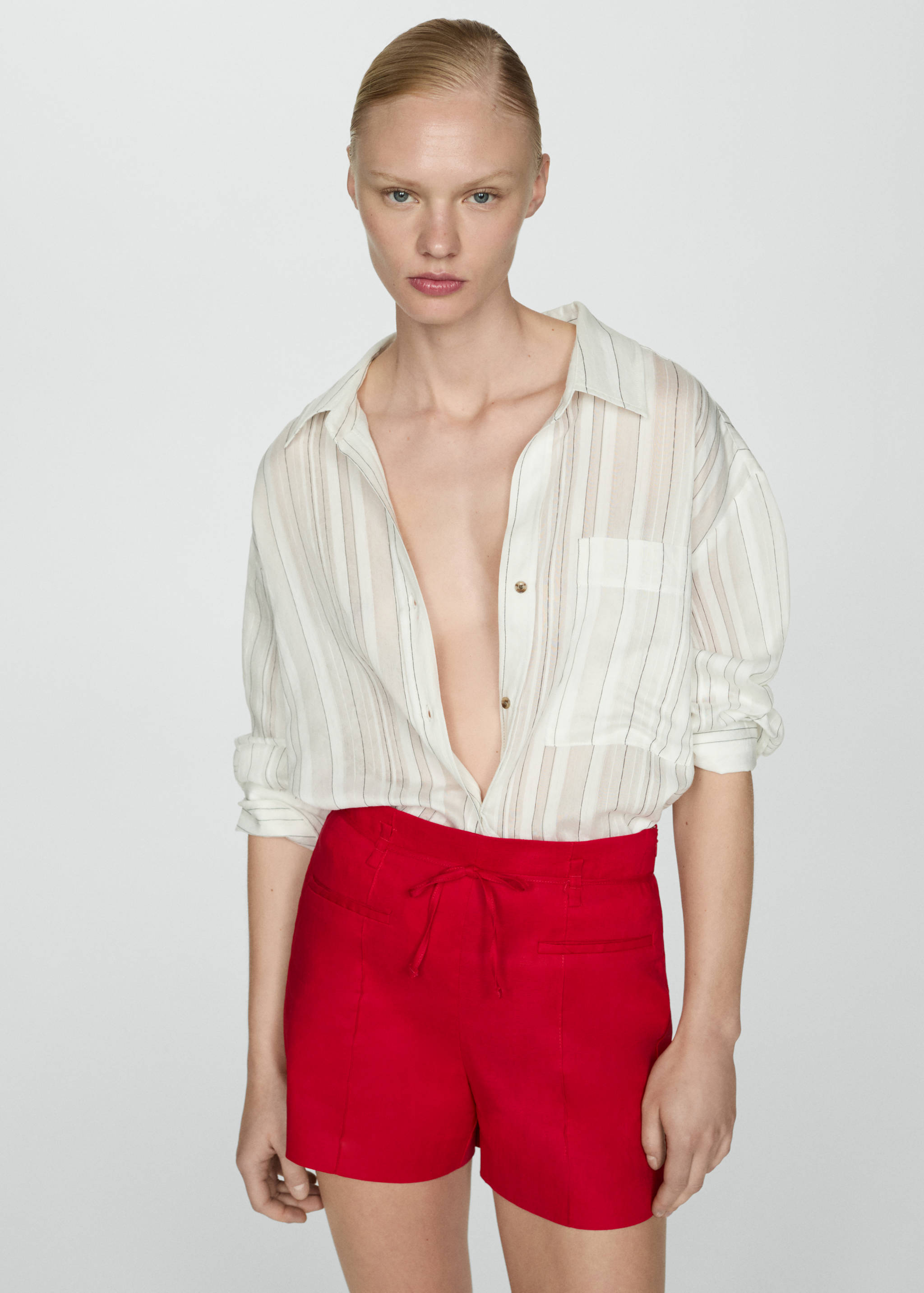 Linen shorts with bow - Medium plane