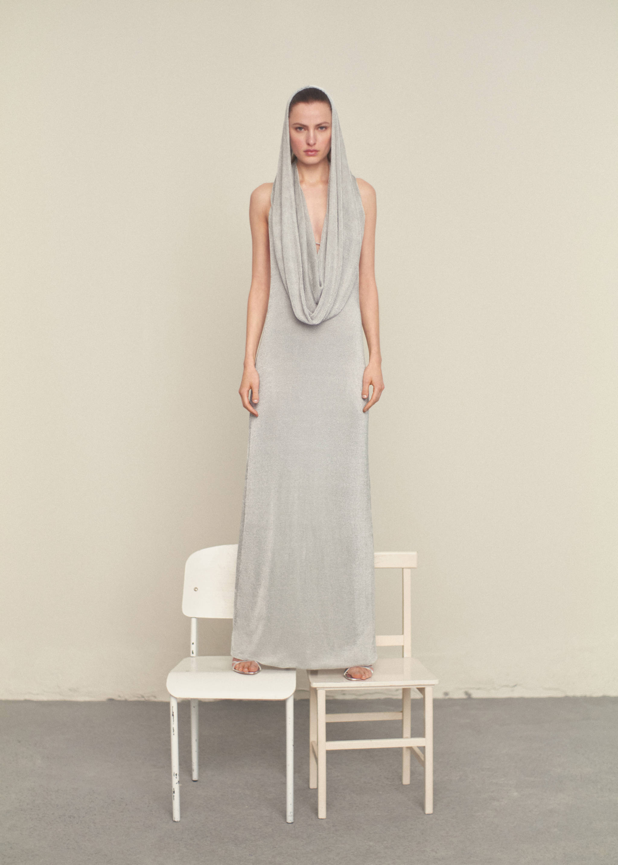 Lurex multi-position hooded dress - General plane