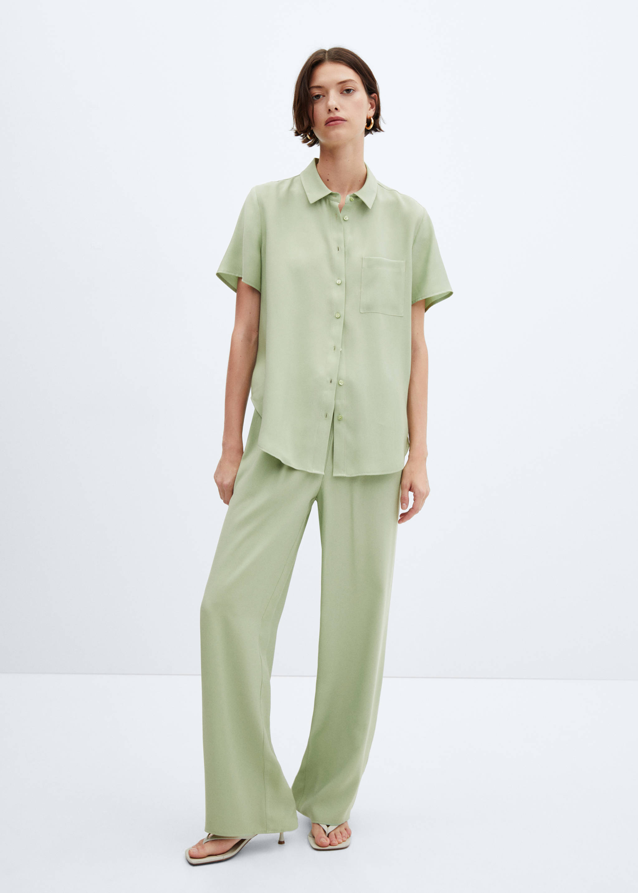 Pantalons wideleg cintura elàstica - Pla general