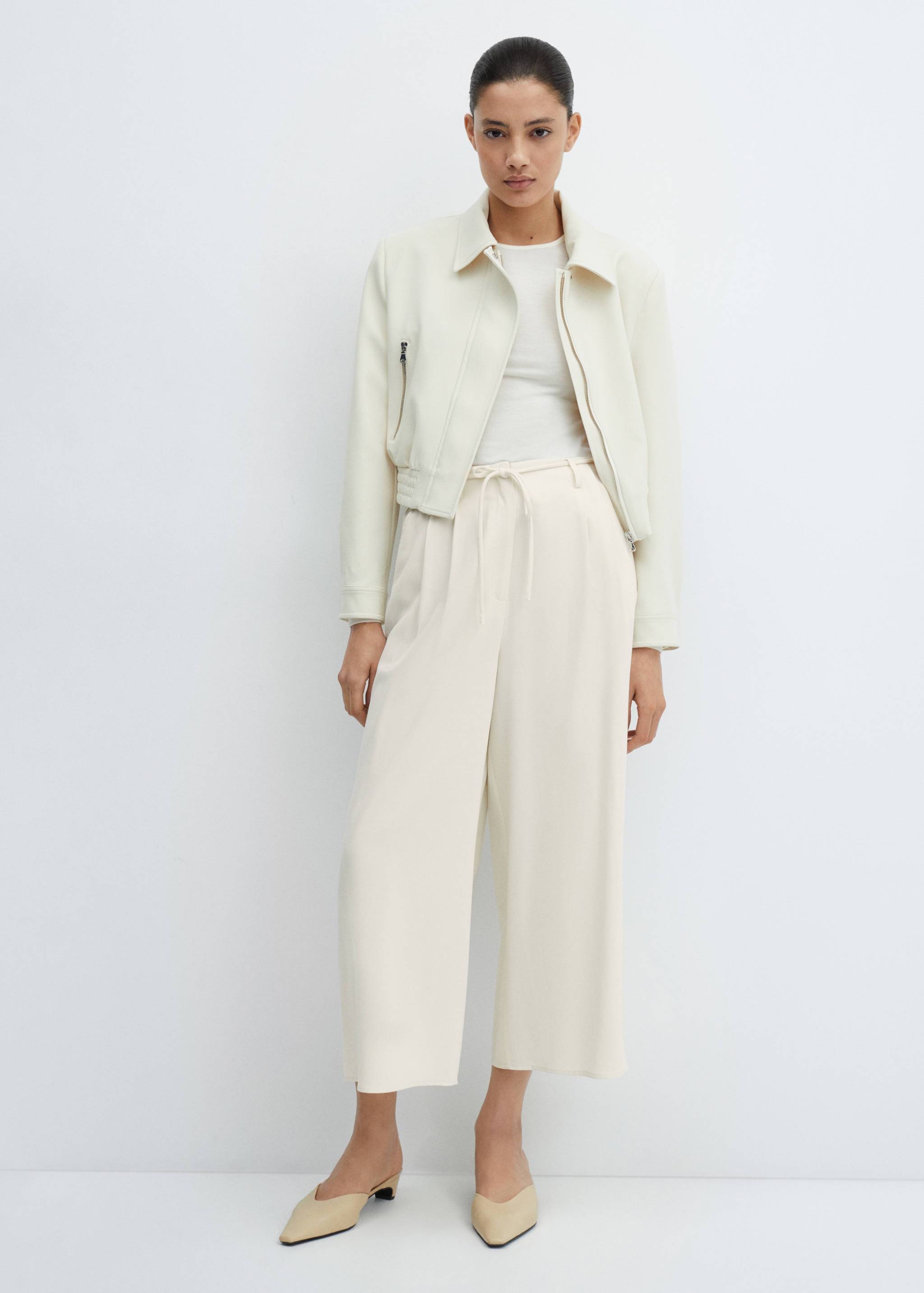 Pantalons wideleg cinturó - Pla general