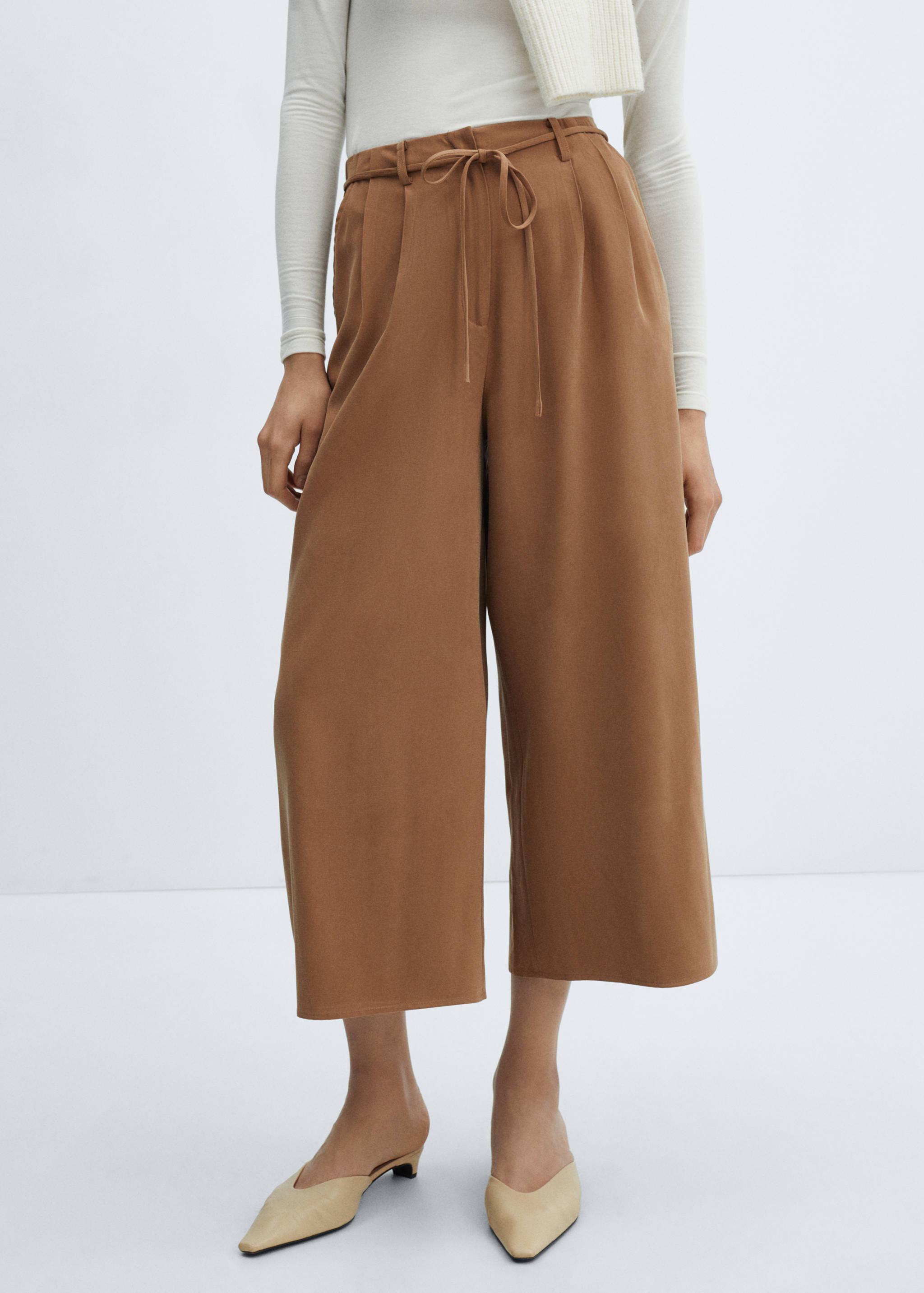 Pantalons wideleg cinturó - Pla mig