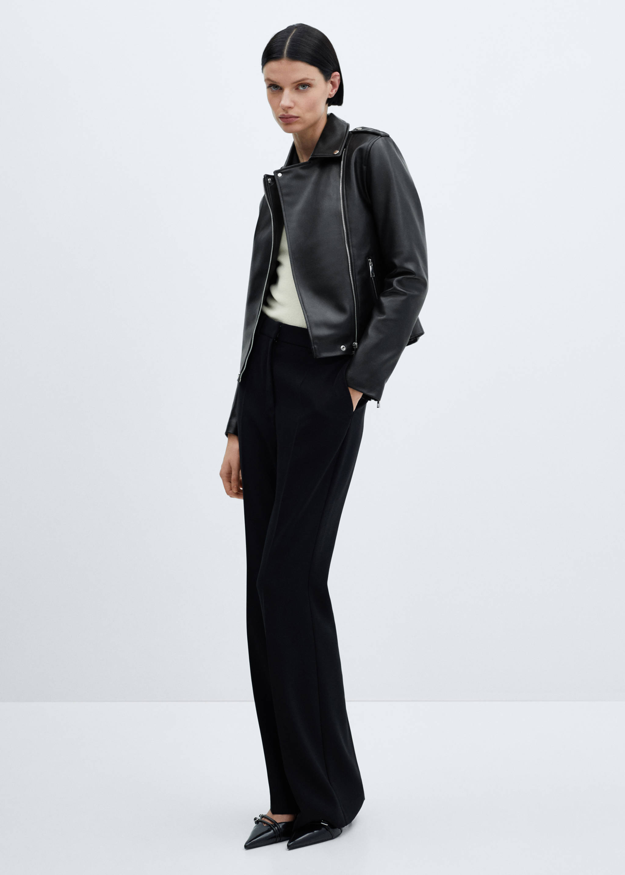 Cazadora biker efecto piel - Plano general