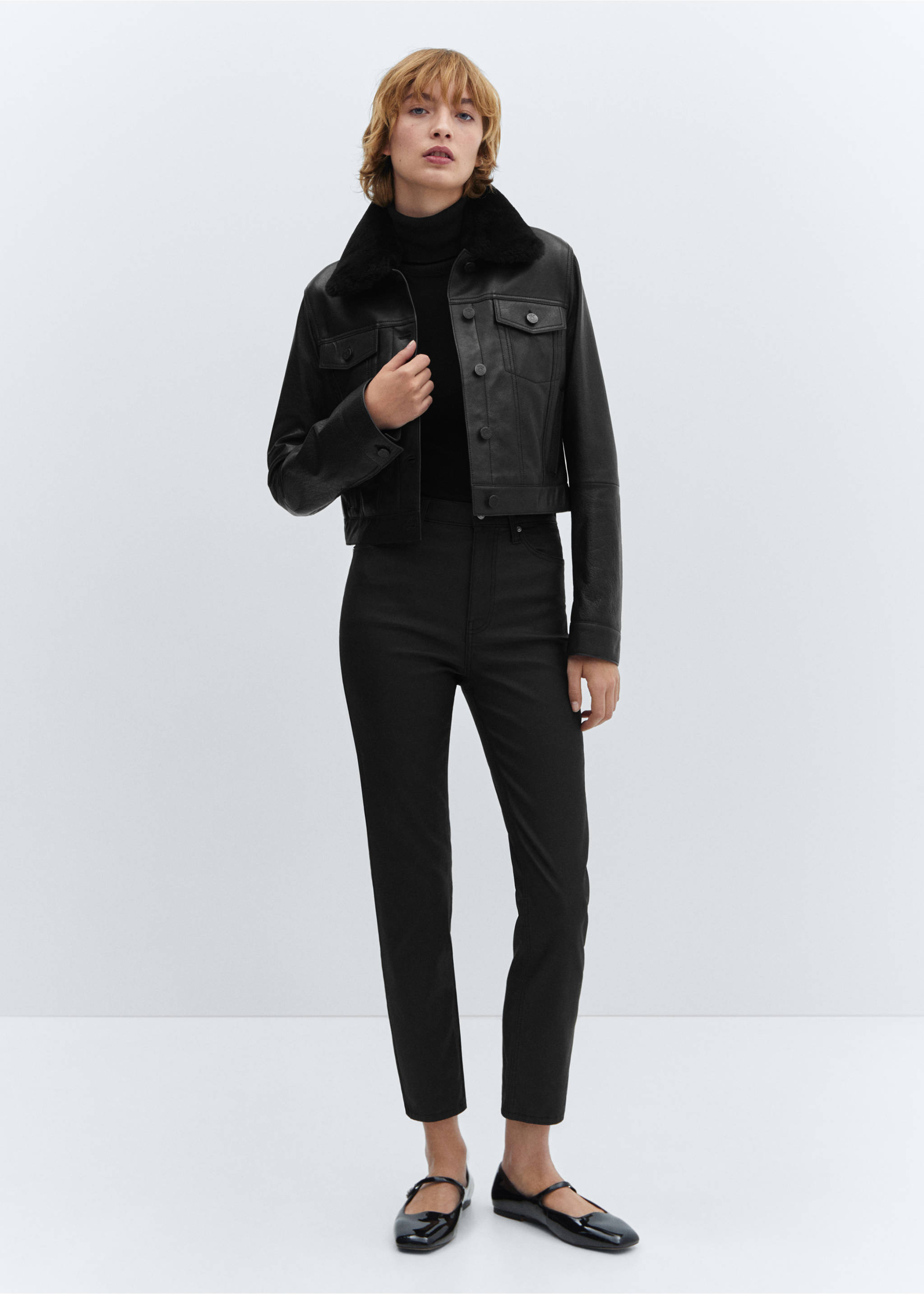 Claudia waxed slim-fit cropped jeans - General plane, Black. Ref: 67080469-00.