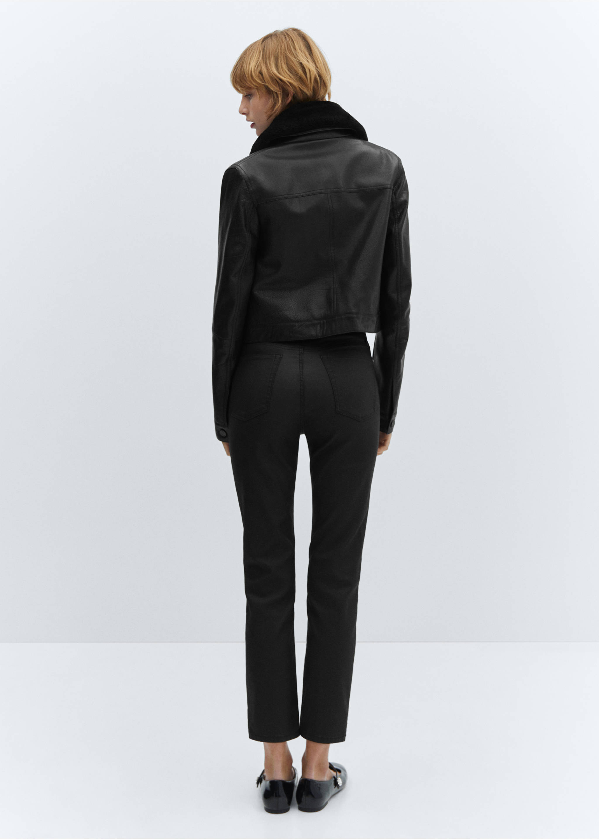 Claudia waxed slim-fit cropped jeans - Reverse of the article, Black. Ref: 67080469-00.