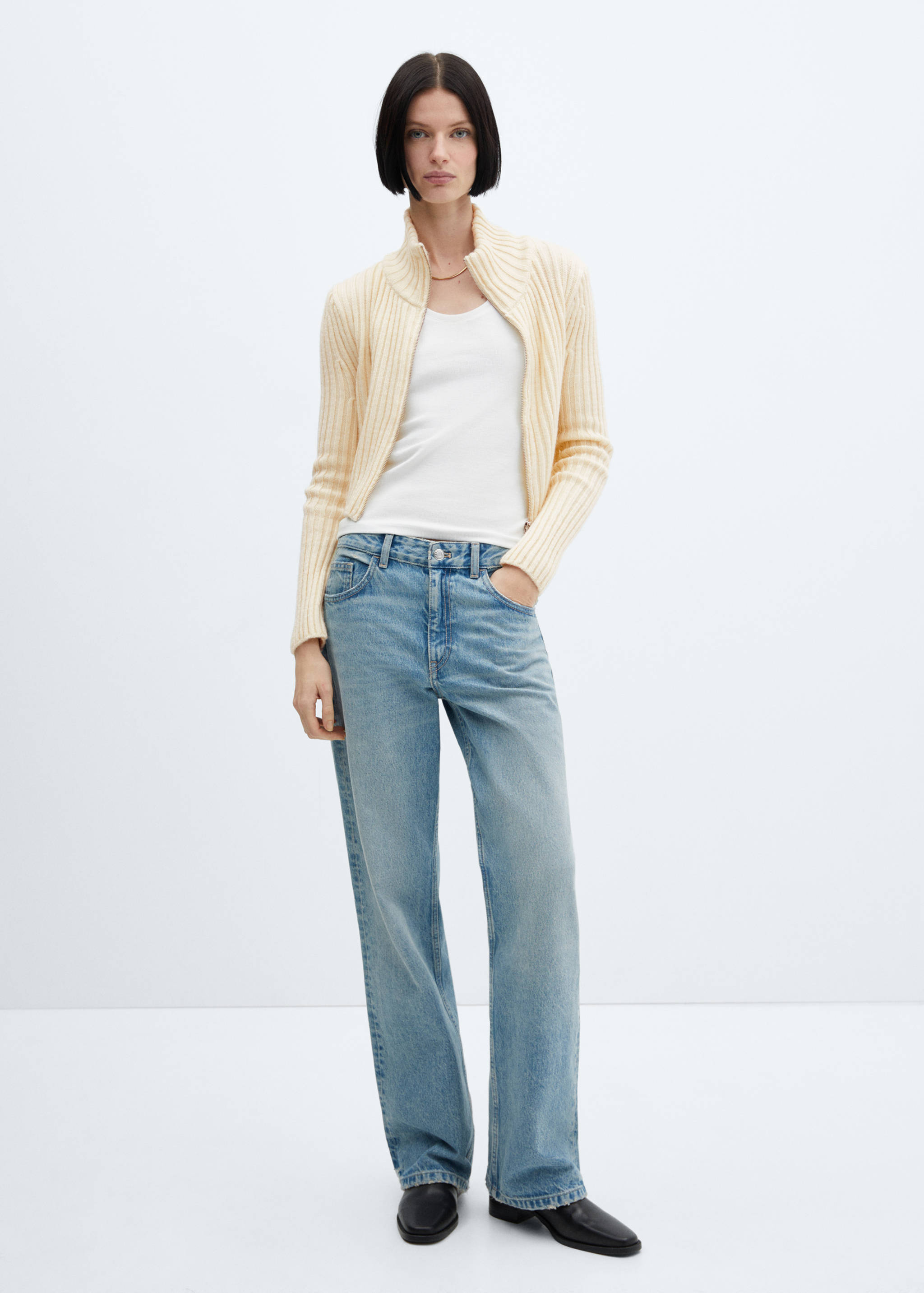 Zipper crop cardigan - General plane