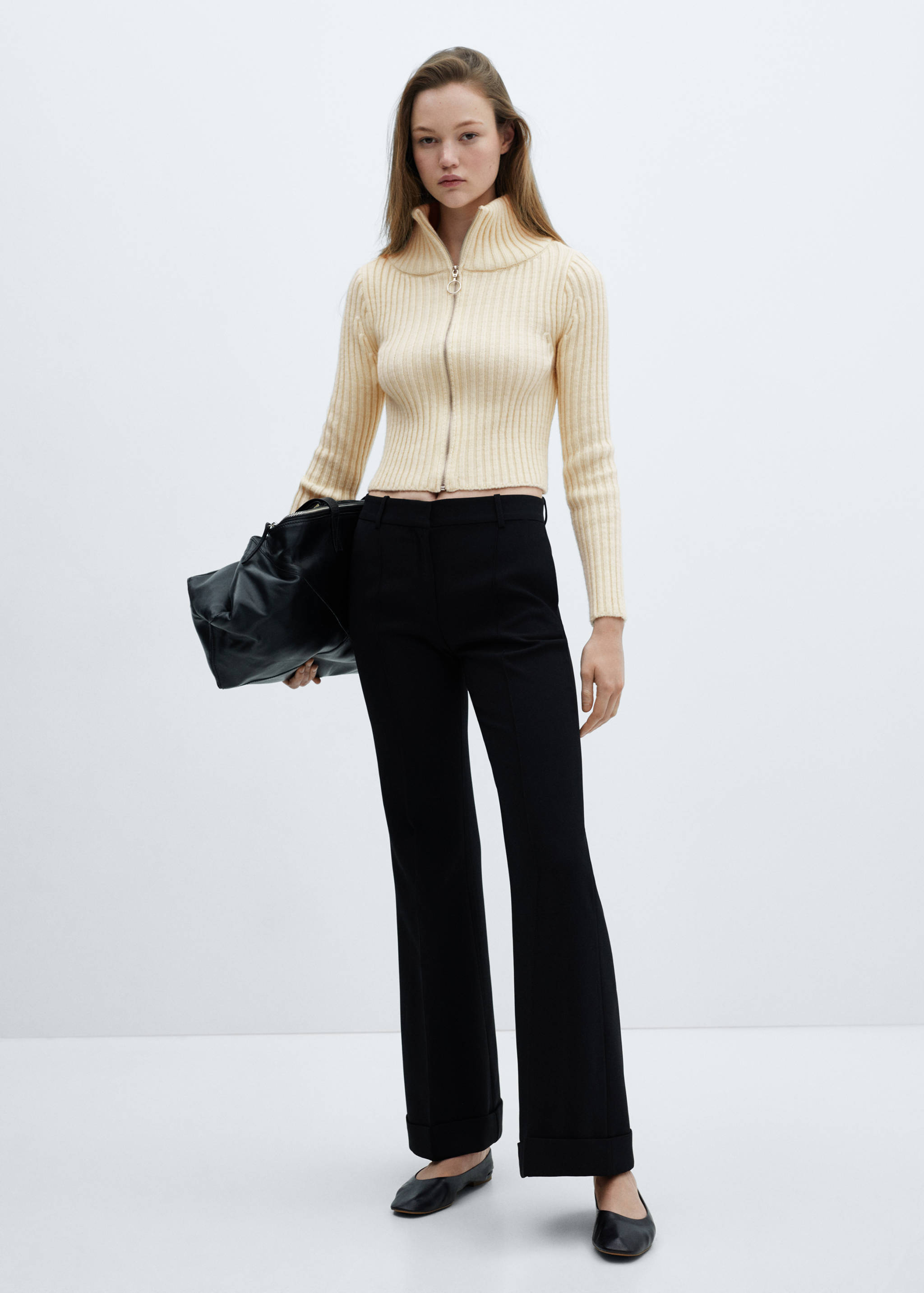 Zipper crop cardigan - General plane