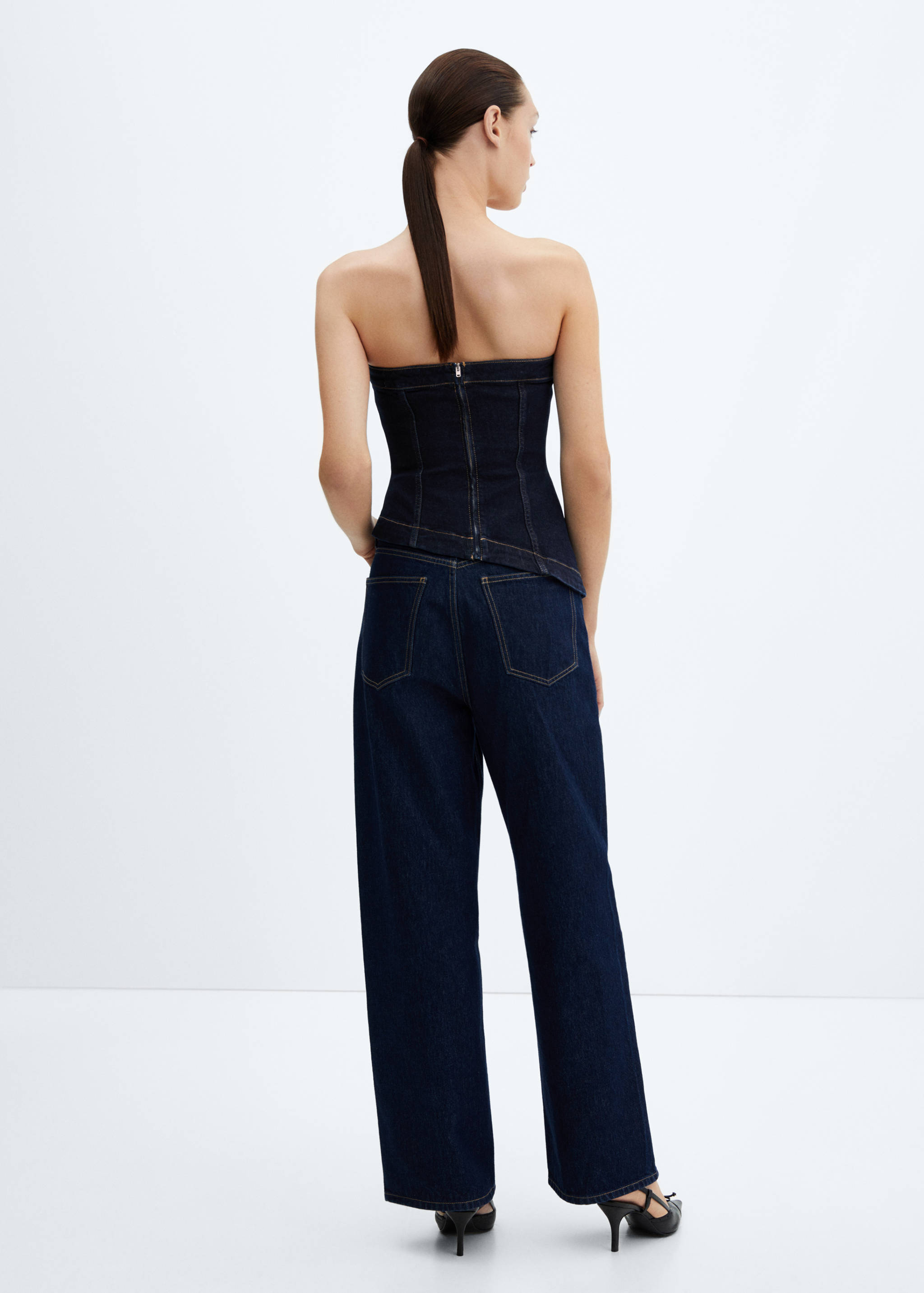 Denim top with asymmetrical hem - Reverse of the article