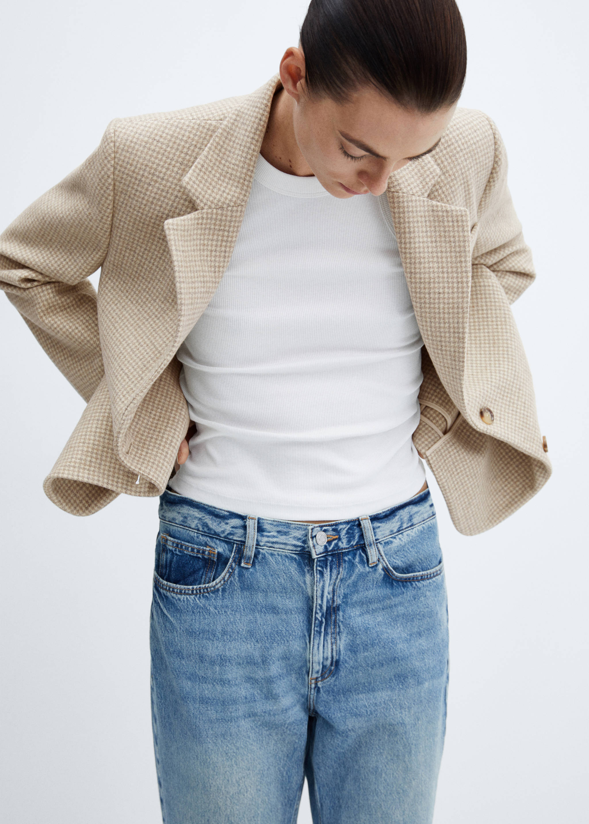 Veste laine pied-de-poule - Plan moyen