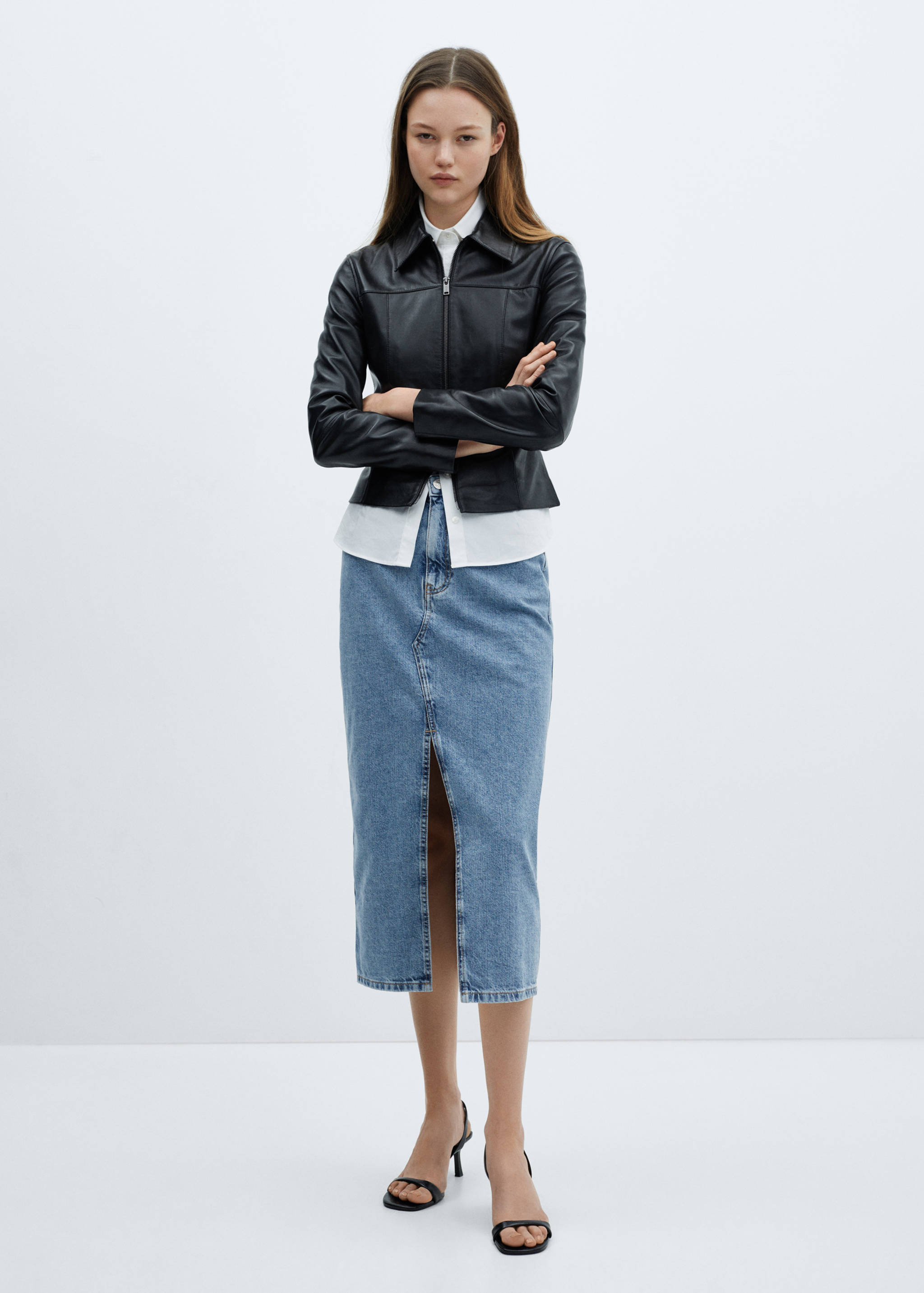 Denim midi-skirt - General plane