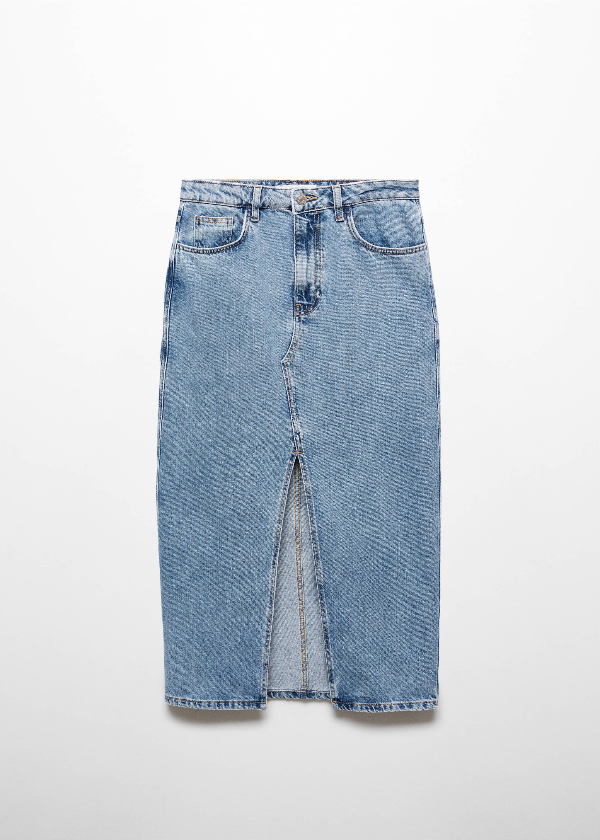 牛仔中筒裙 - null, 中蓝色. Ref: 67080484-00.