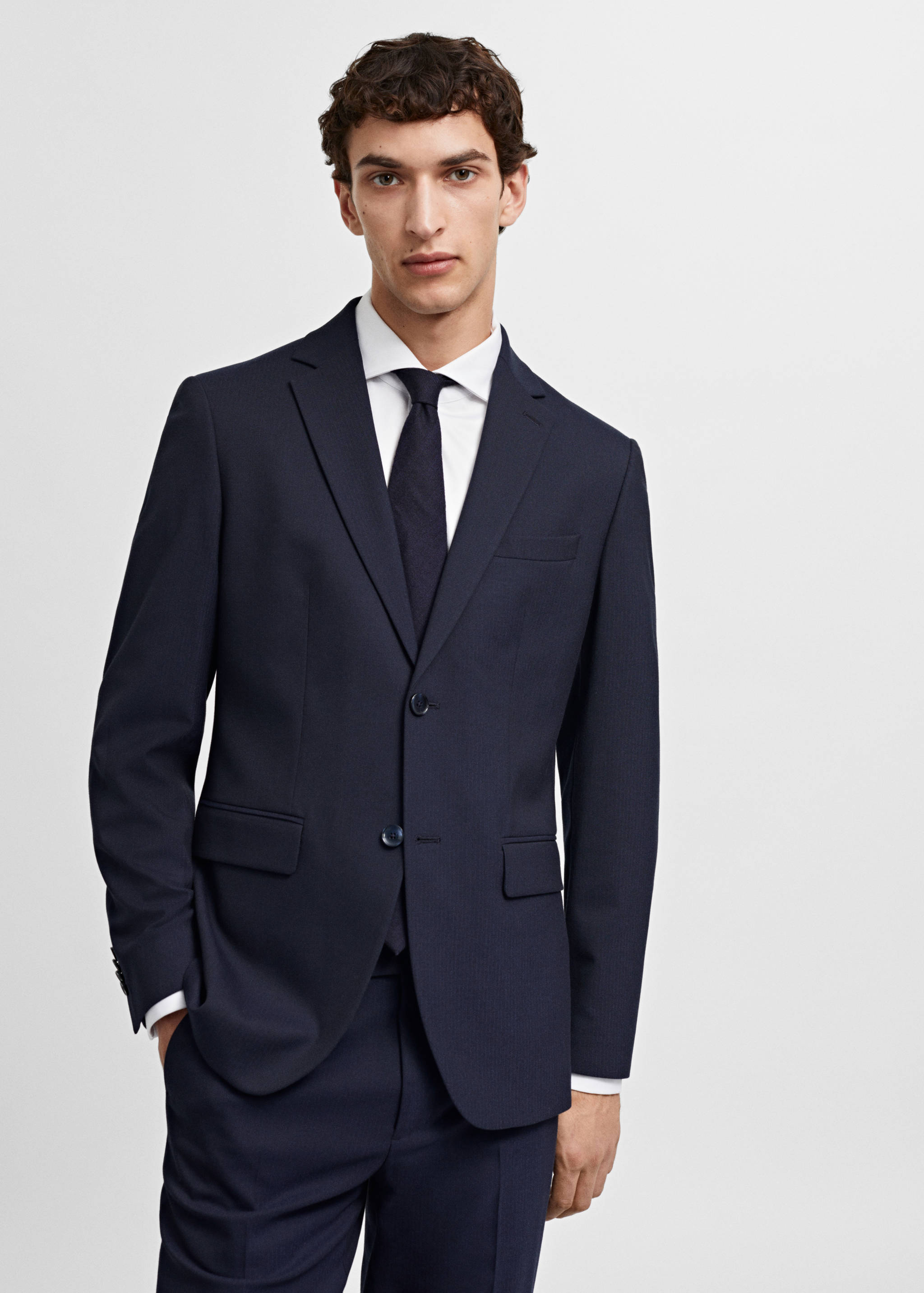 Stretch-fabric slim-fit suit jacket - Medium plane