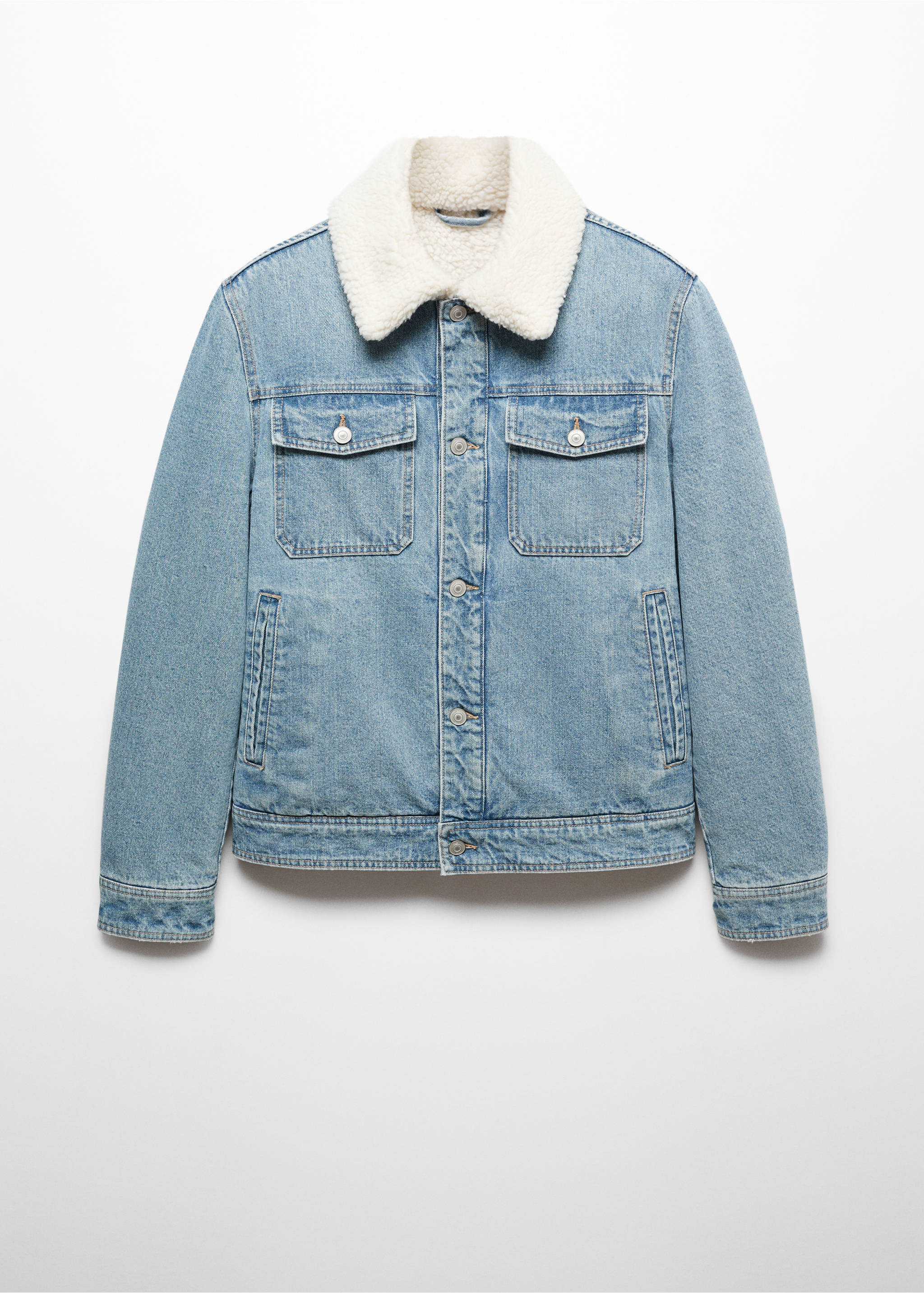 Chaqueta denim borreguito - Artículo sin modelo, Azul medio vintage. Ref: 67080623-00.