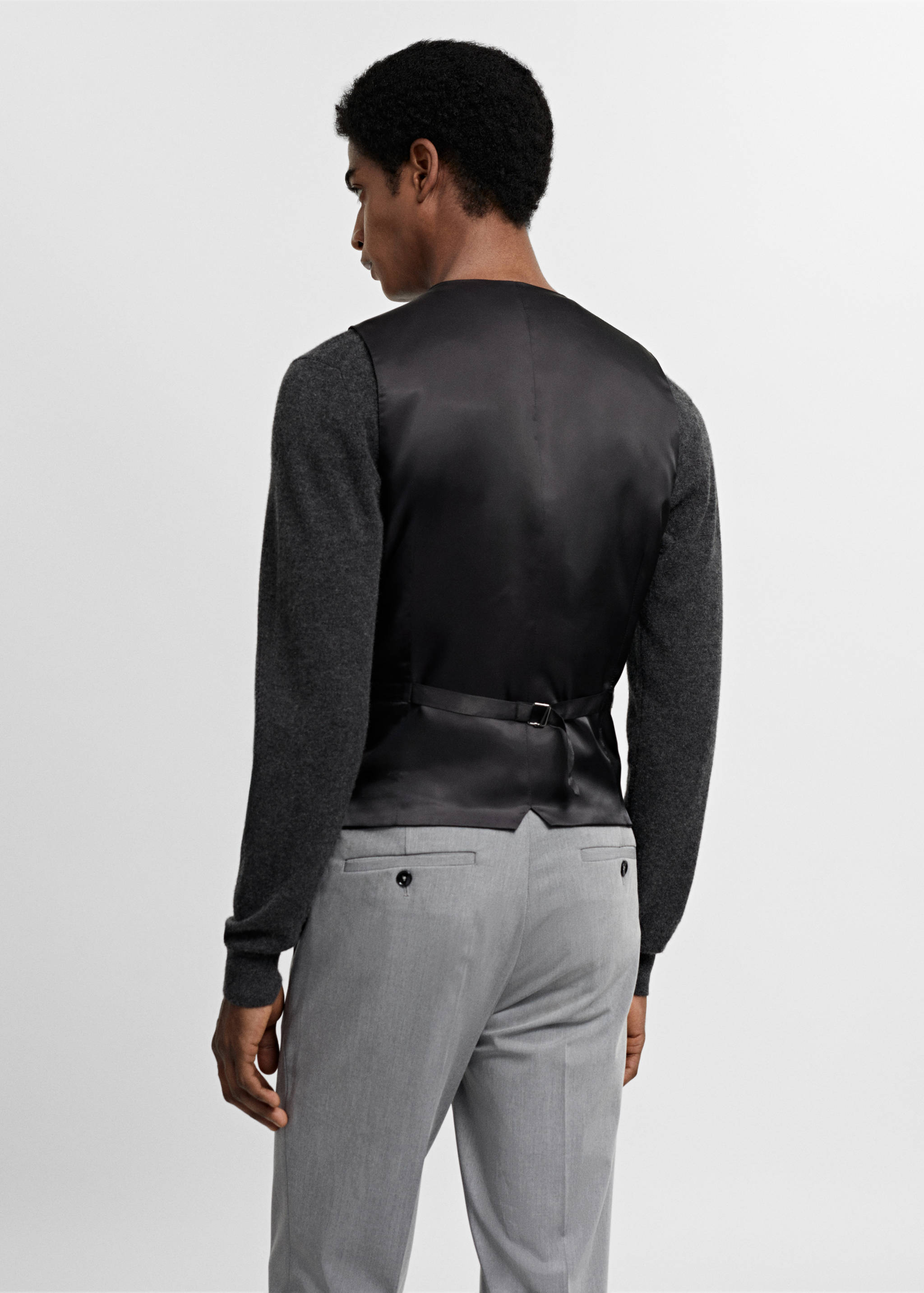 弹力面料超修身西装马甲 - null