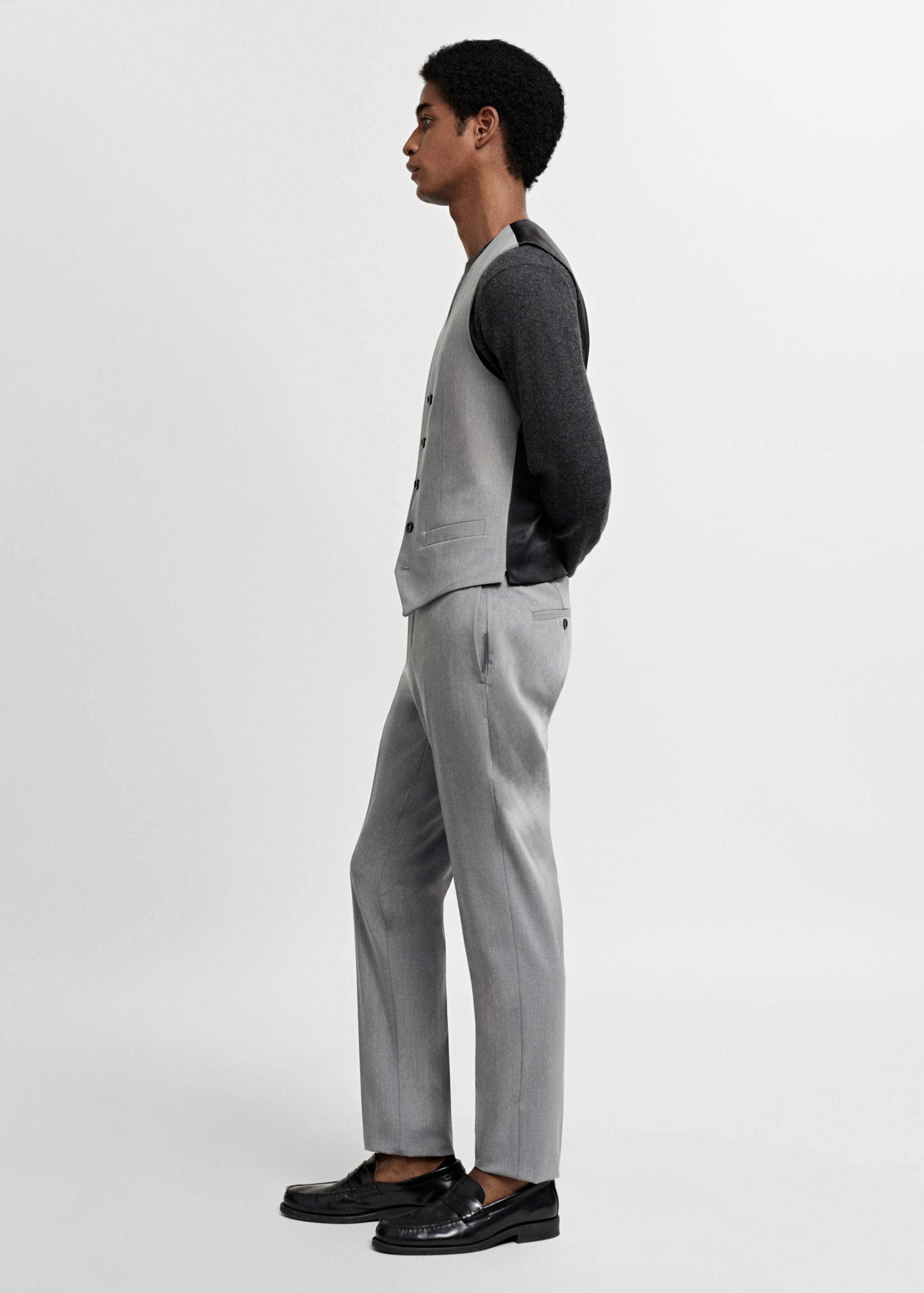 弹力面料超修身西装马甲 - null