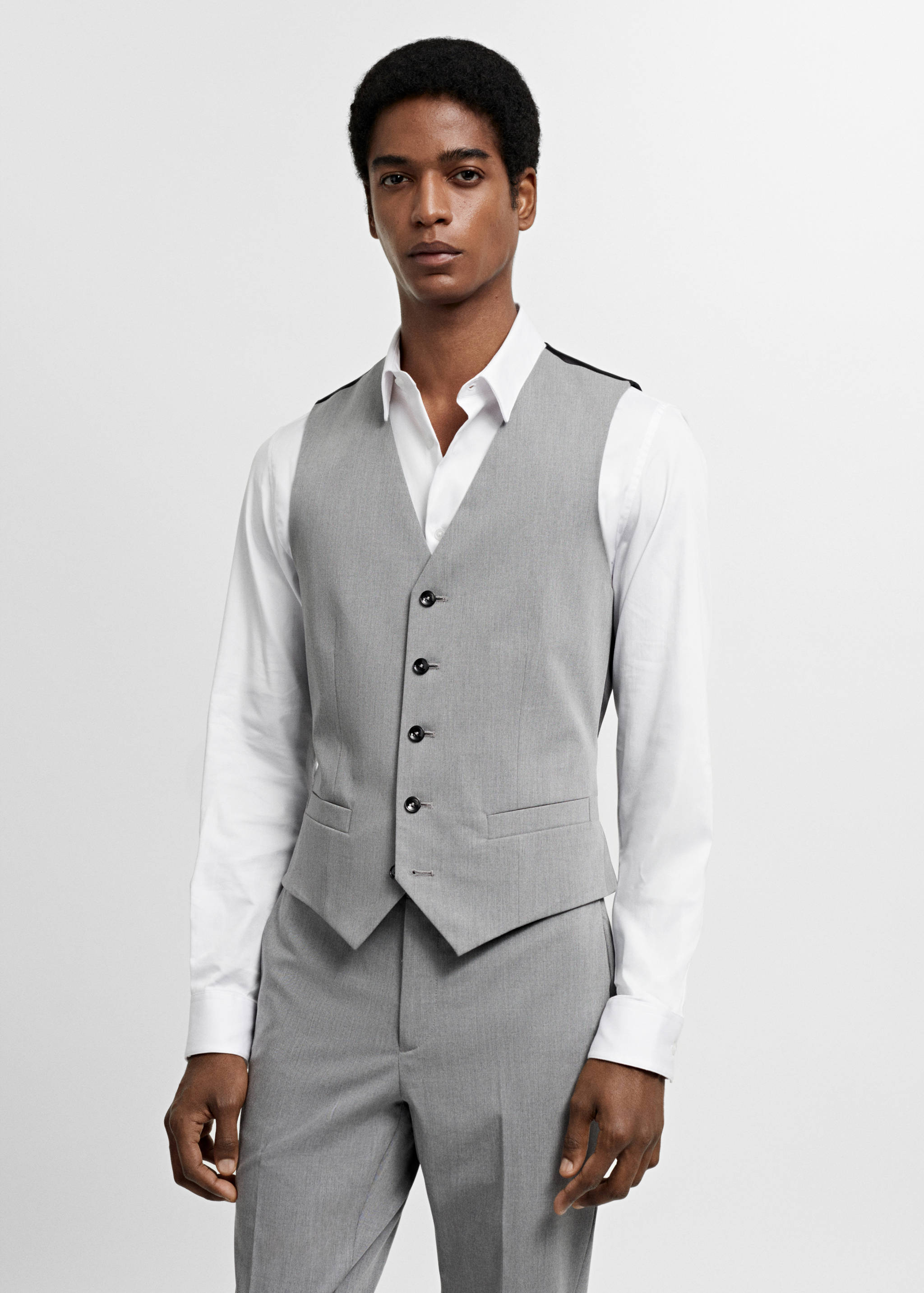 Super slim-fit stretch-fabric suit waistcoat - Medium plane