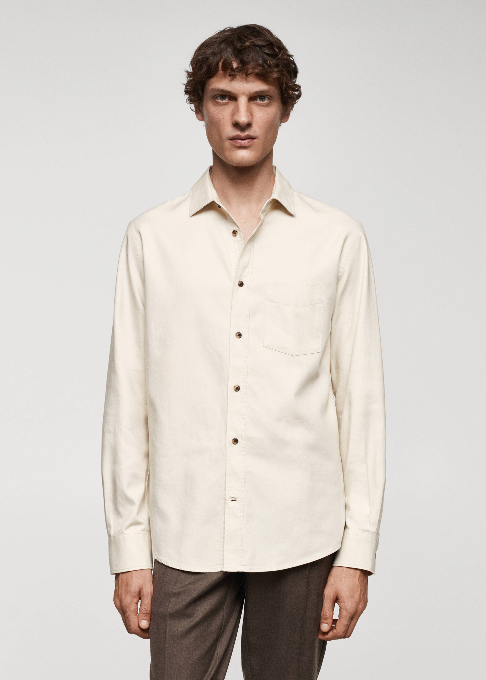 Brushed cotton twill shirt - Medium plane