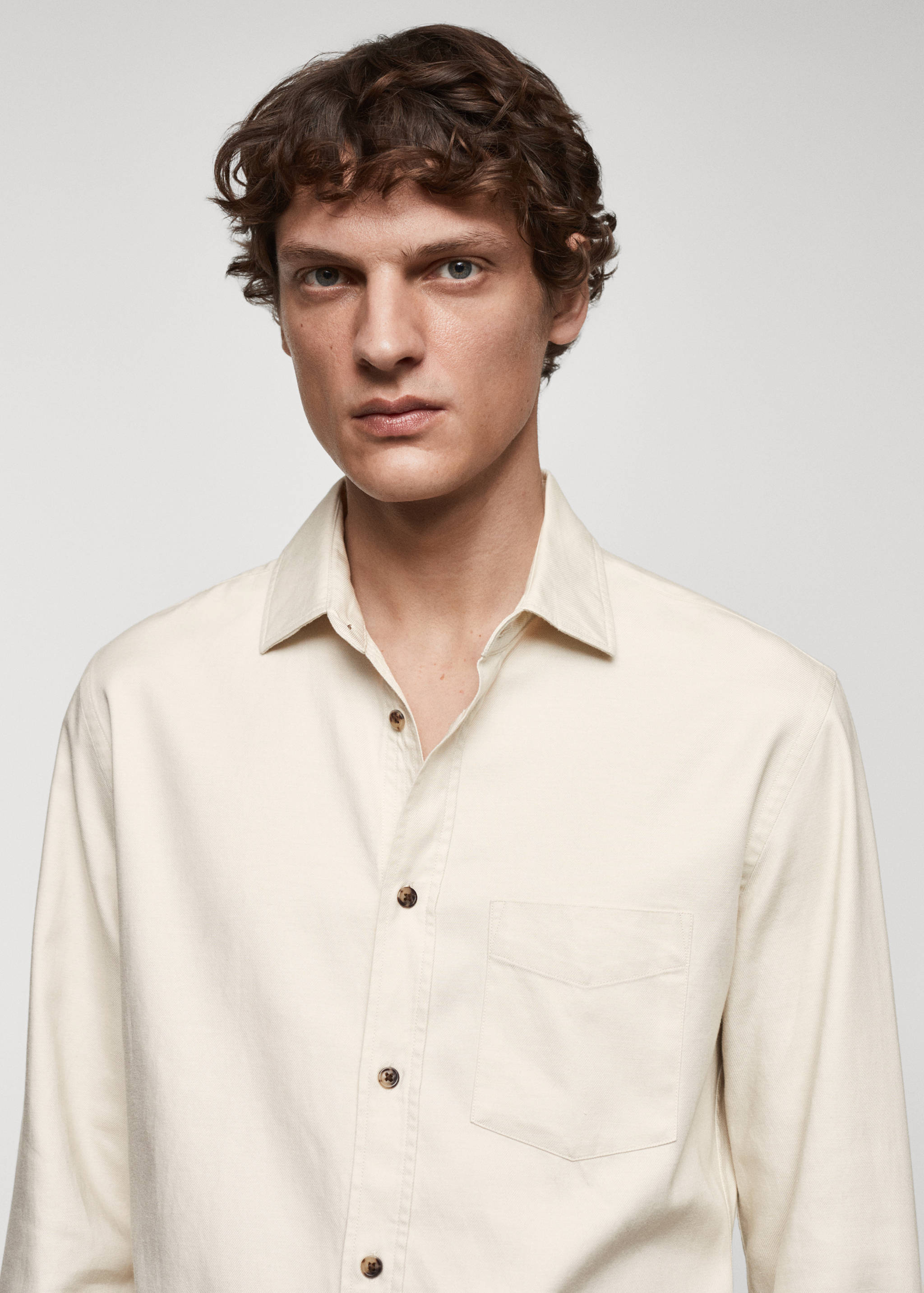 Brushed cotton twill shirt - Details of the article 1