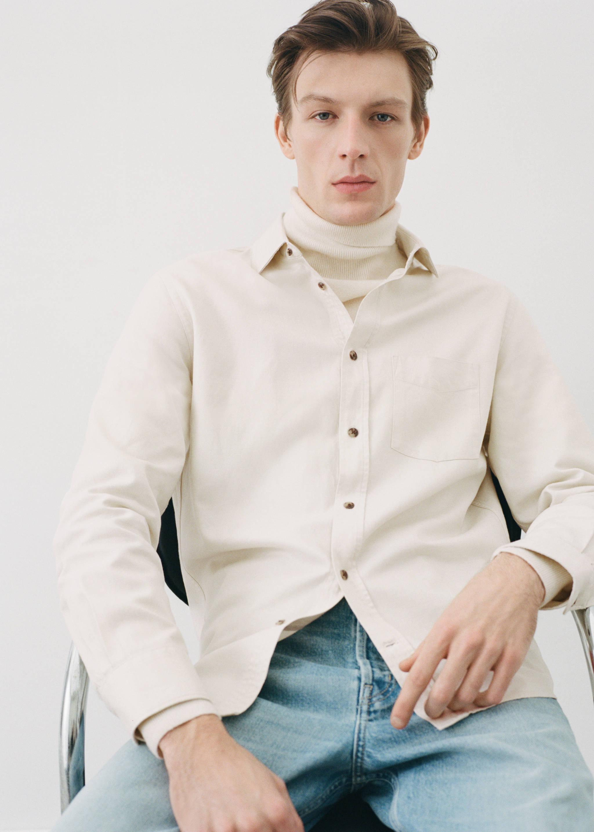 Brushed cotton twill shirt - Details of the article 6