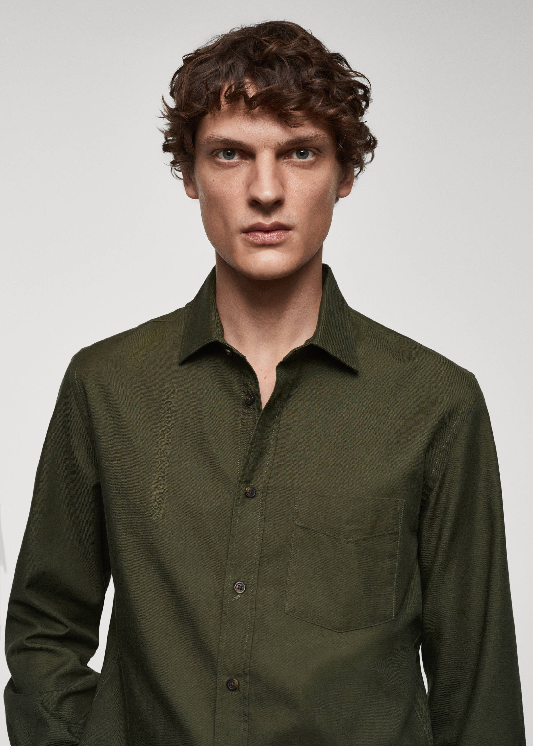 Brushed cotton twill shirt - Details of the article 1