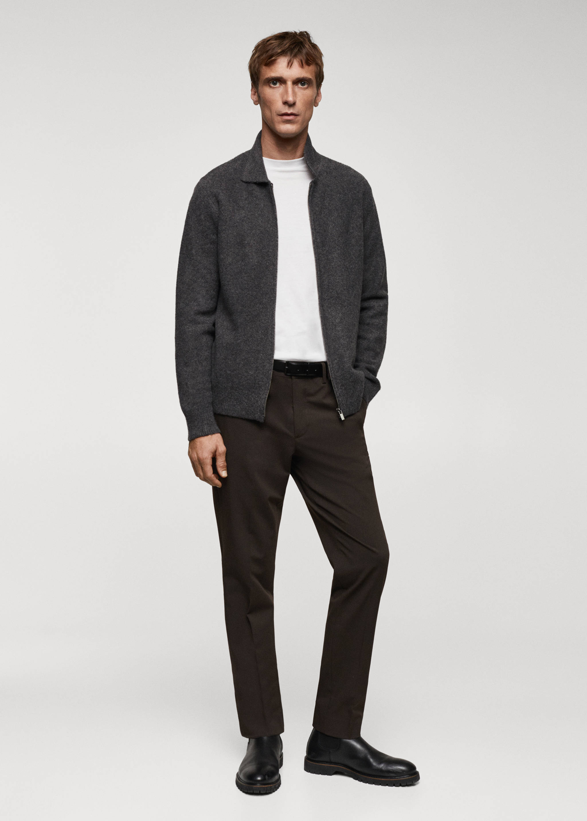 Bouclé cardigan with zip - General plane