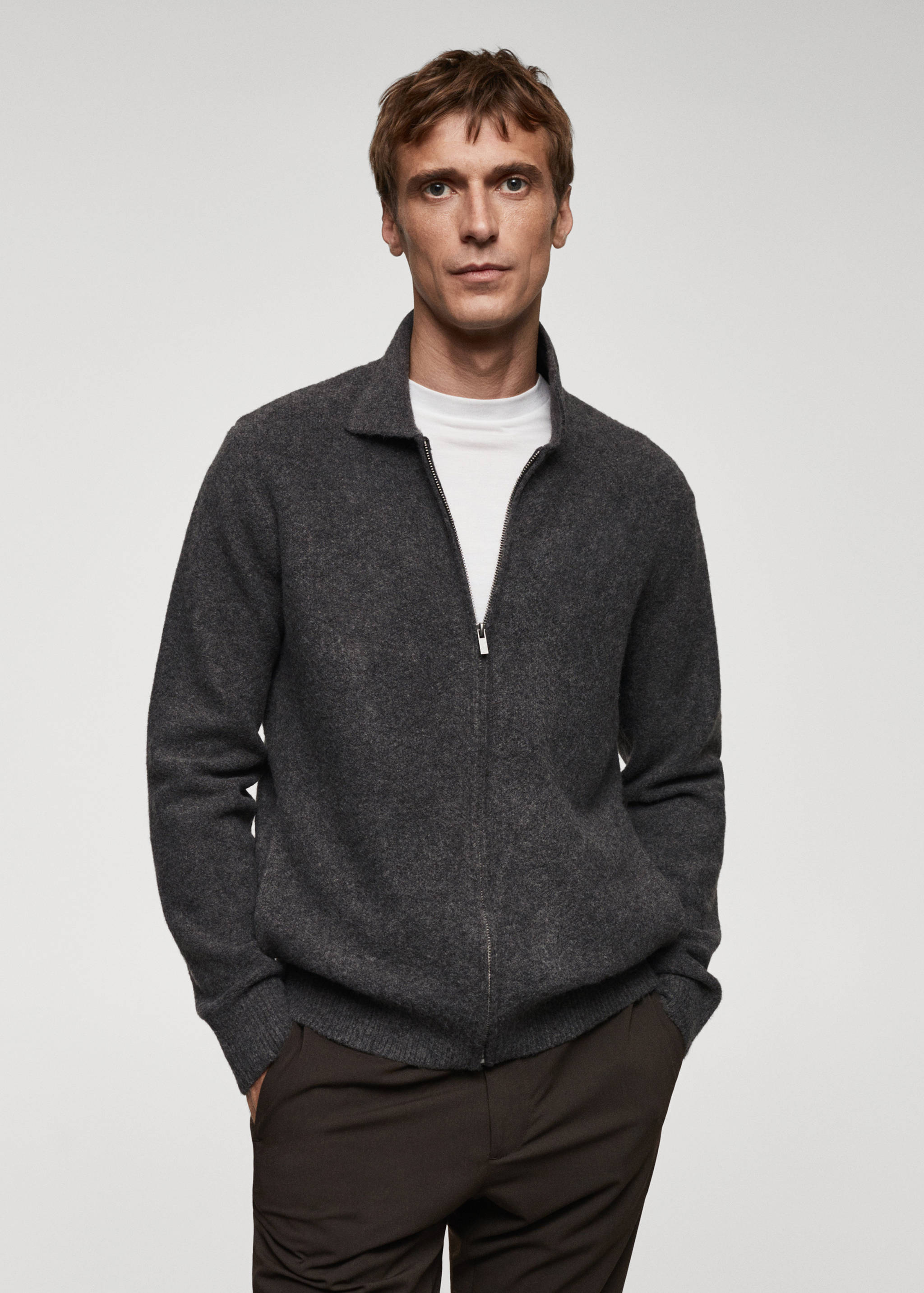 Bouclé cardigan with zip - Medium plane