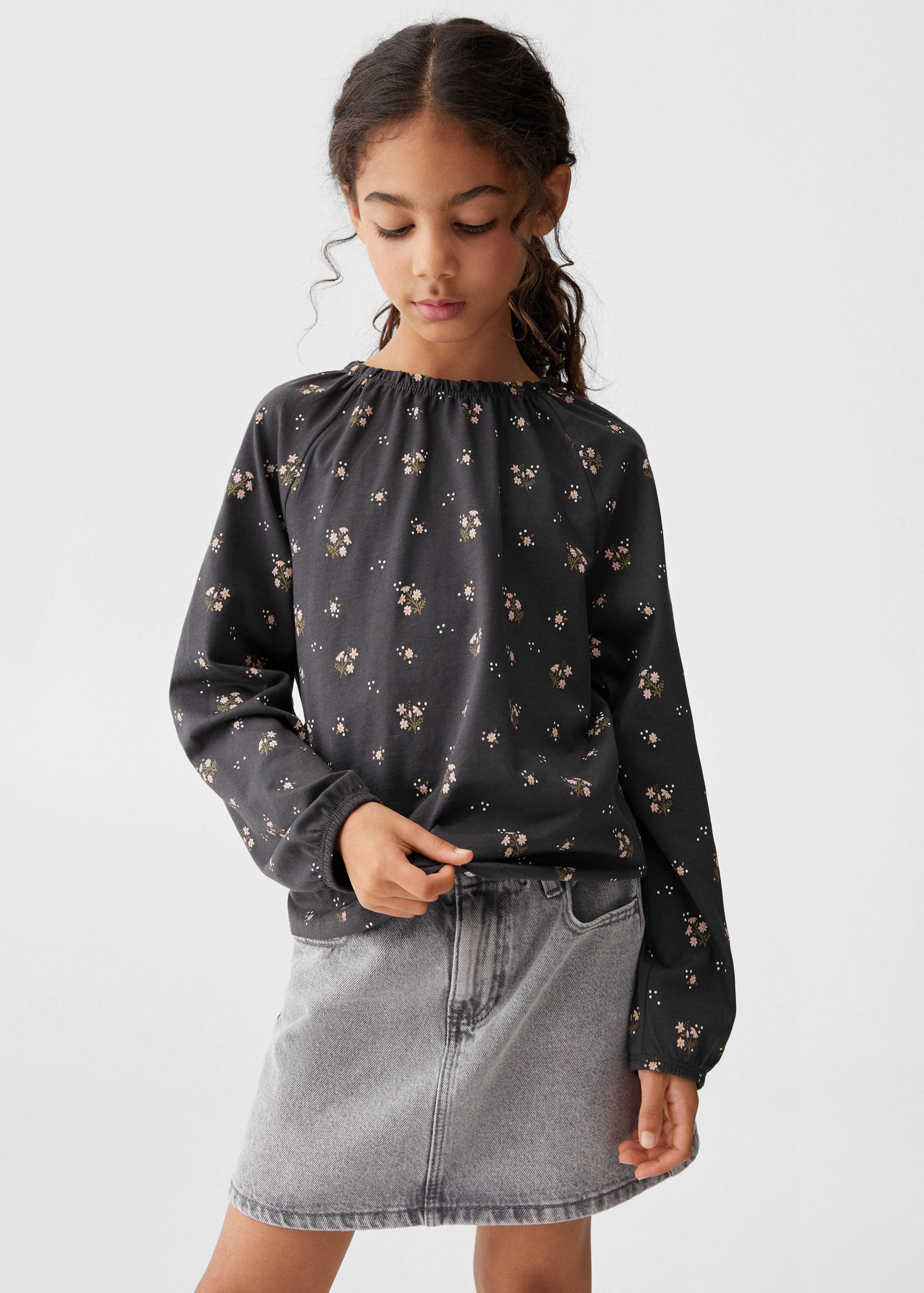 T-shirt de manga comprida estampada - Plano médio