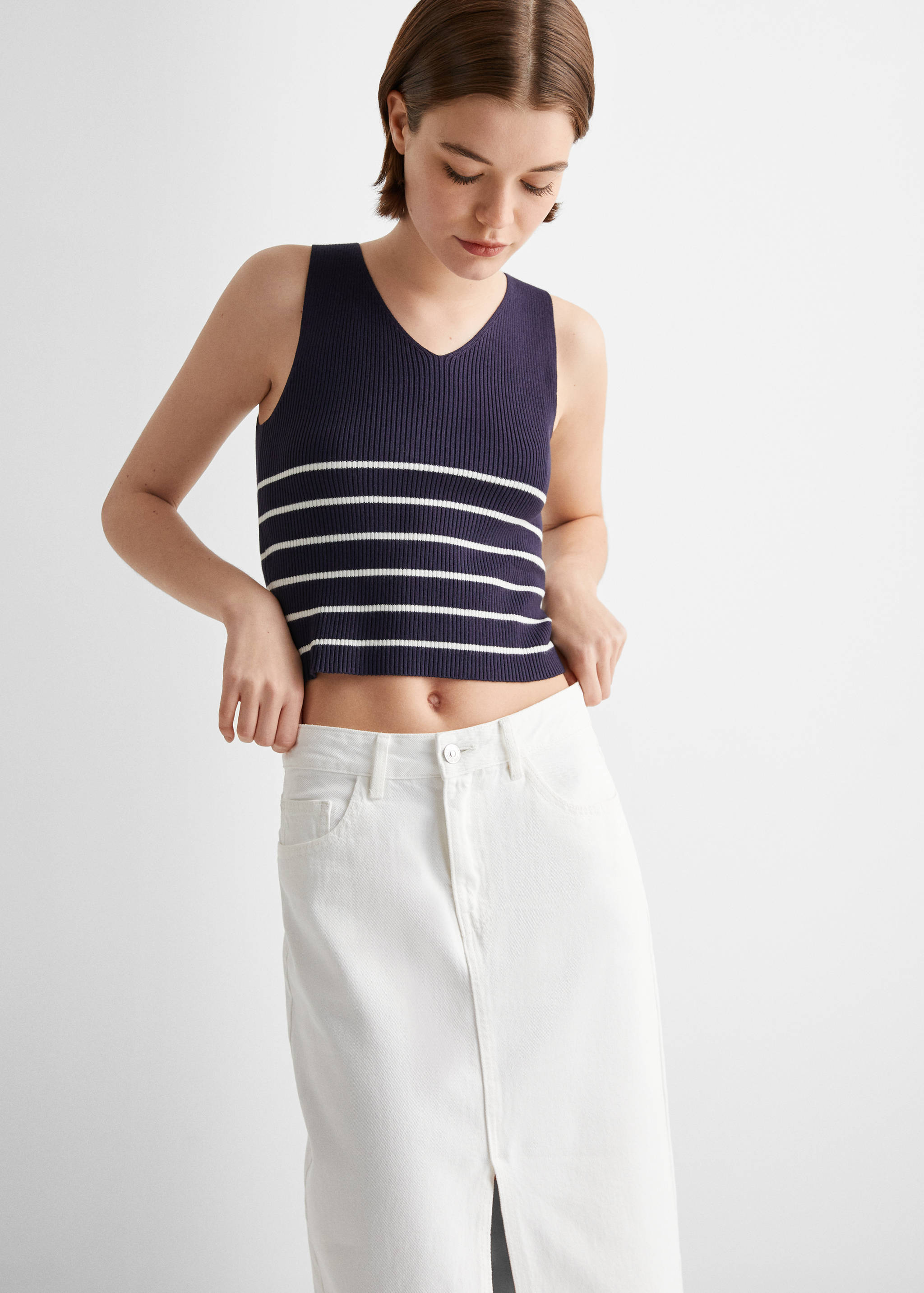 Slit denim skirt - Medium plane