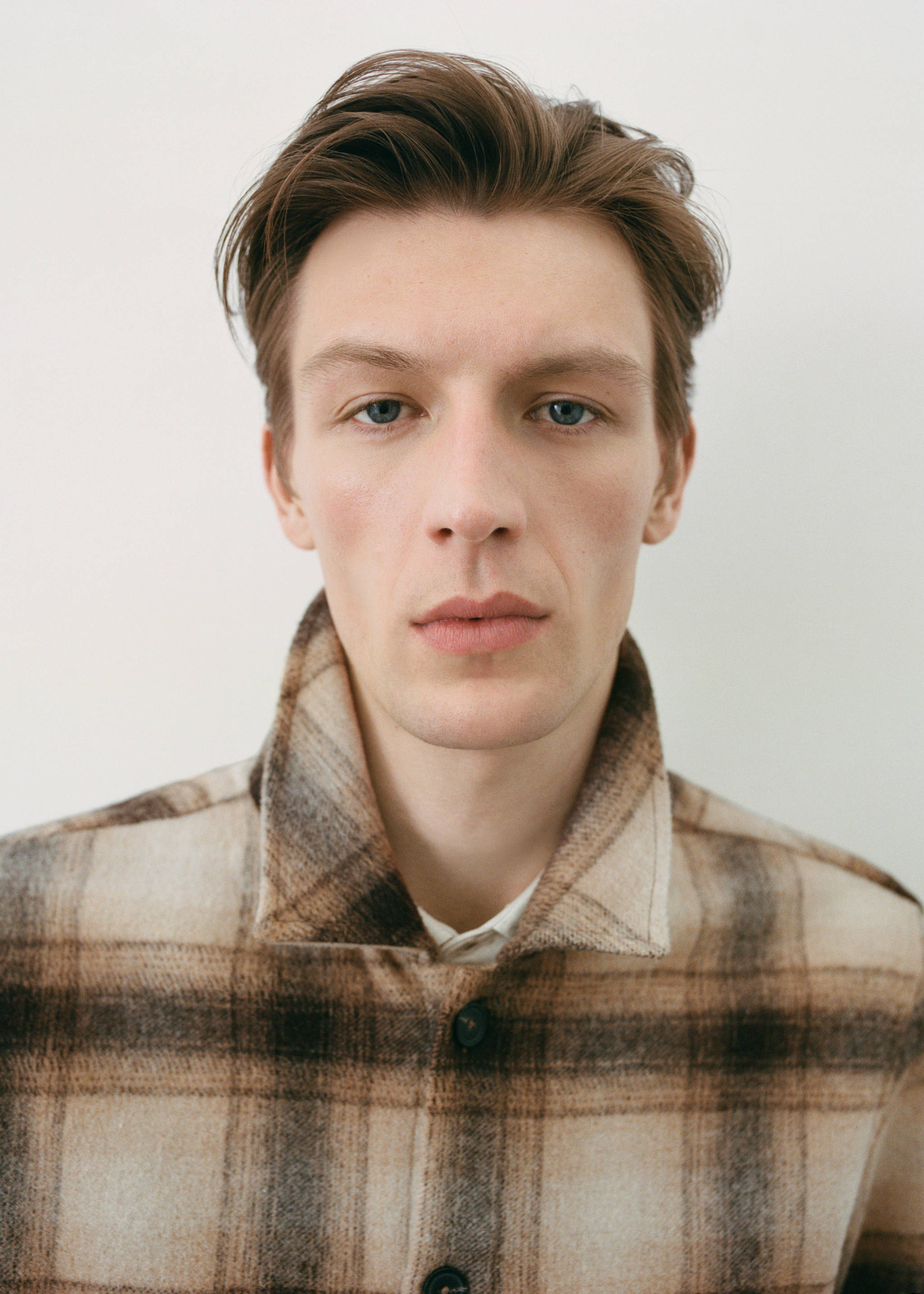 格纹羊毛混纺外套衬衫 - null