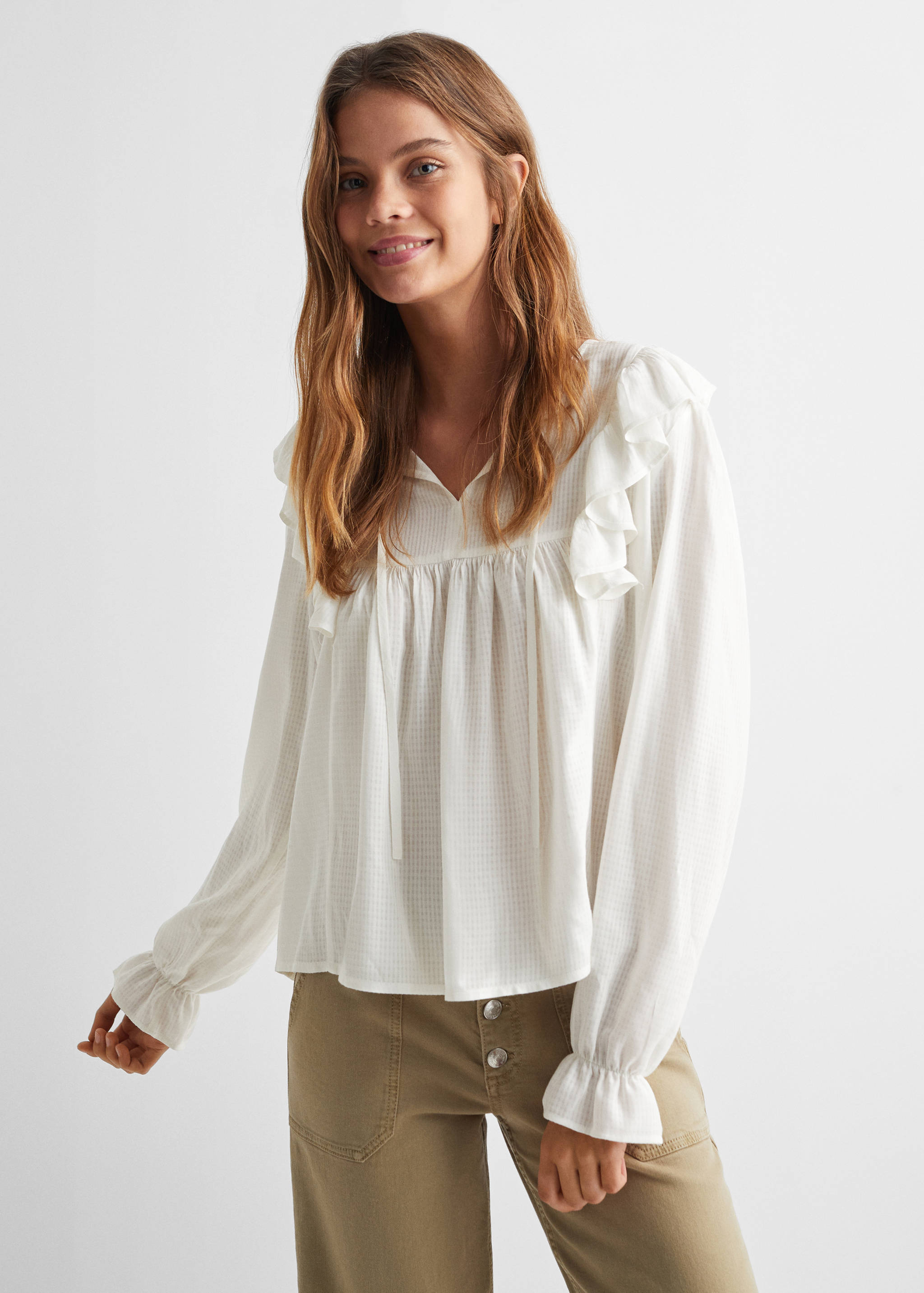 Blouse texturée volants - Plan moyen