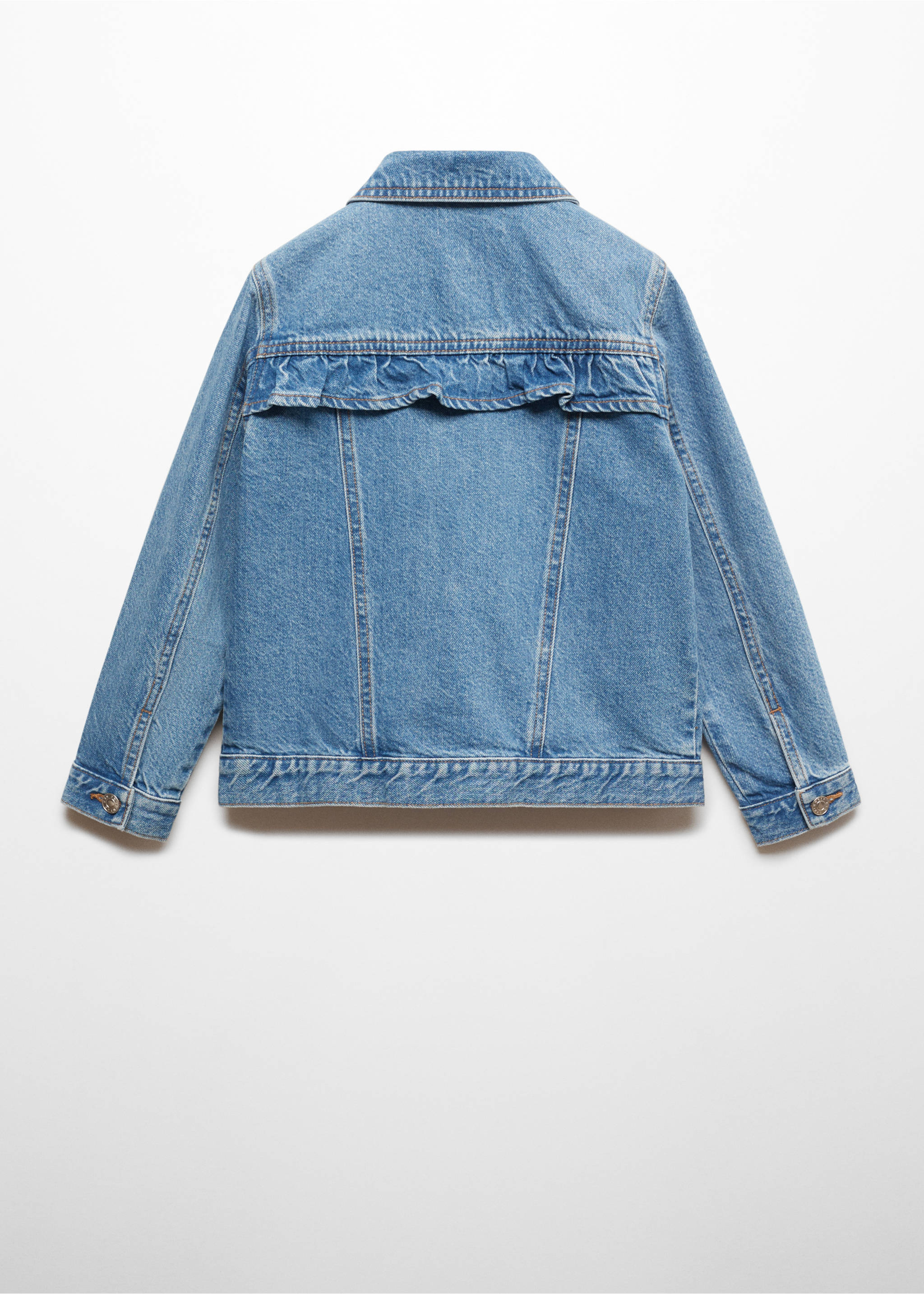 Blouson en jean volants - Verso de l’article, Bleu moyen. Ref: 67083688-00.