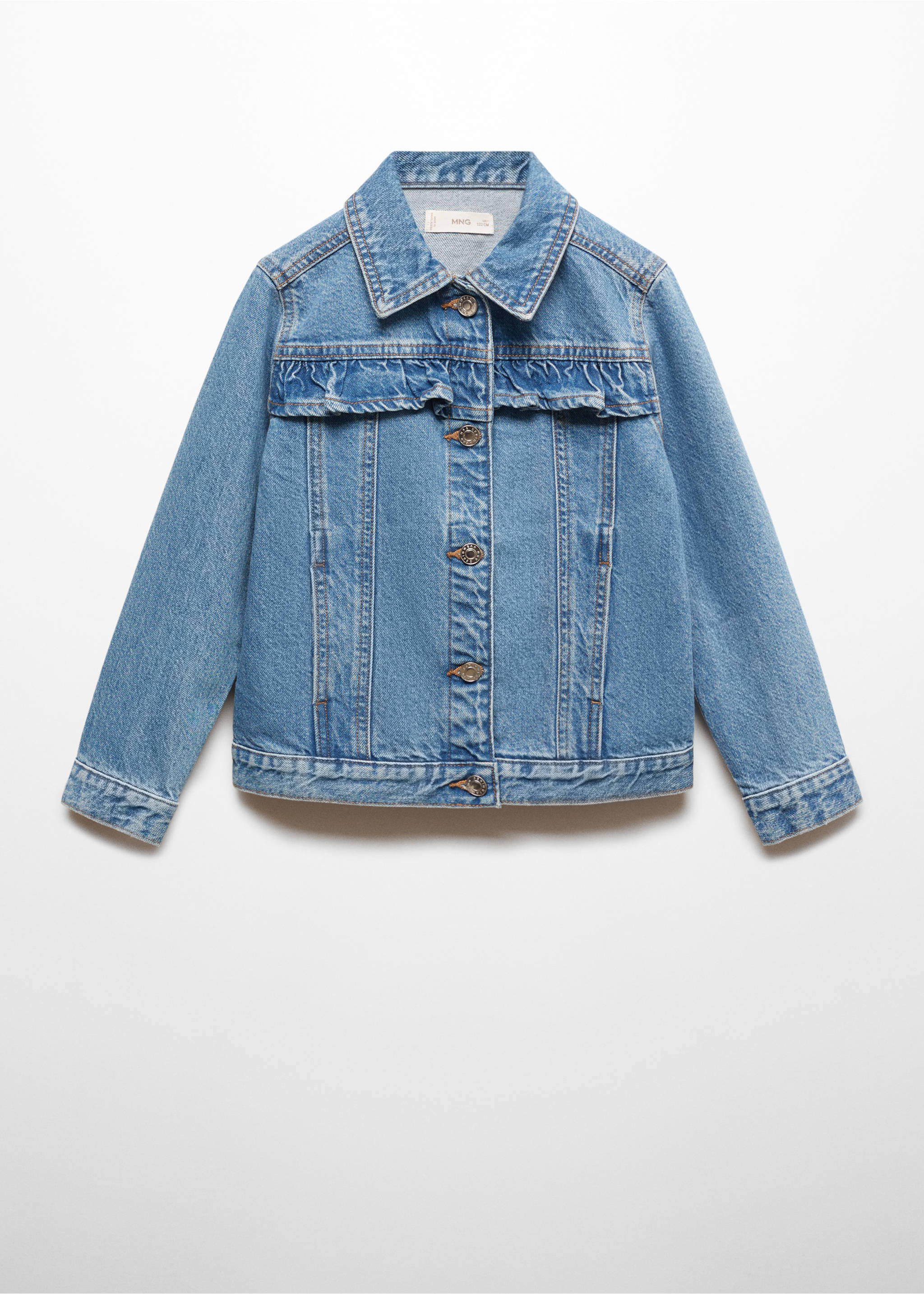 Blouson en jean volants - Article sans modèle, Bleu moyen. Ref: 67083688-00.