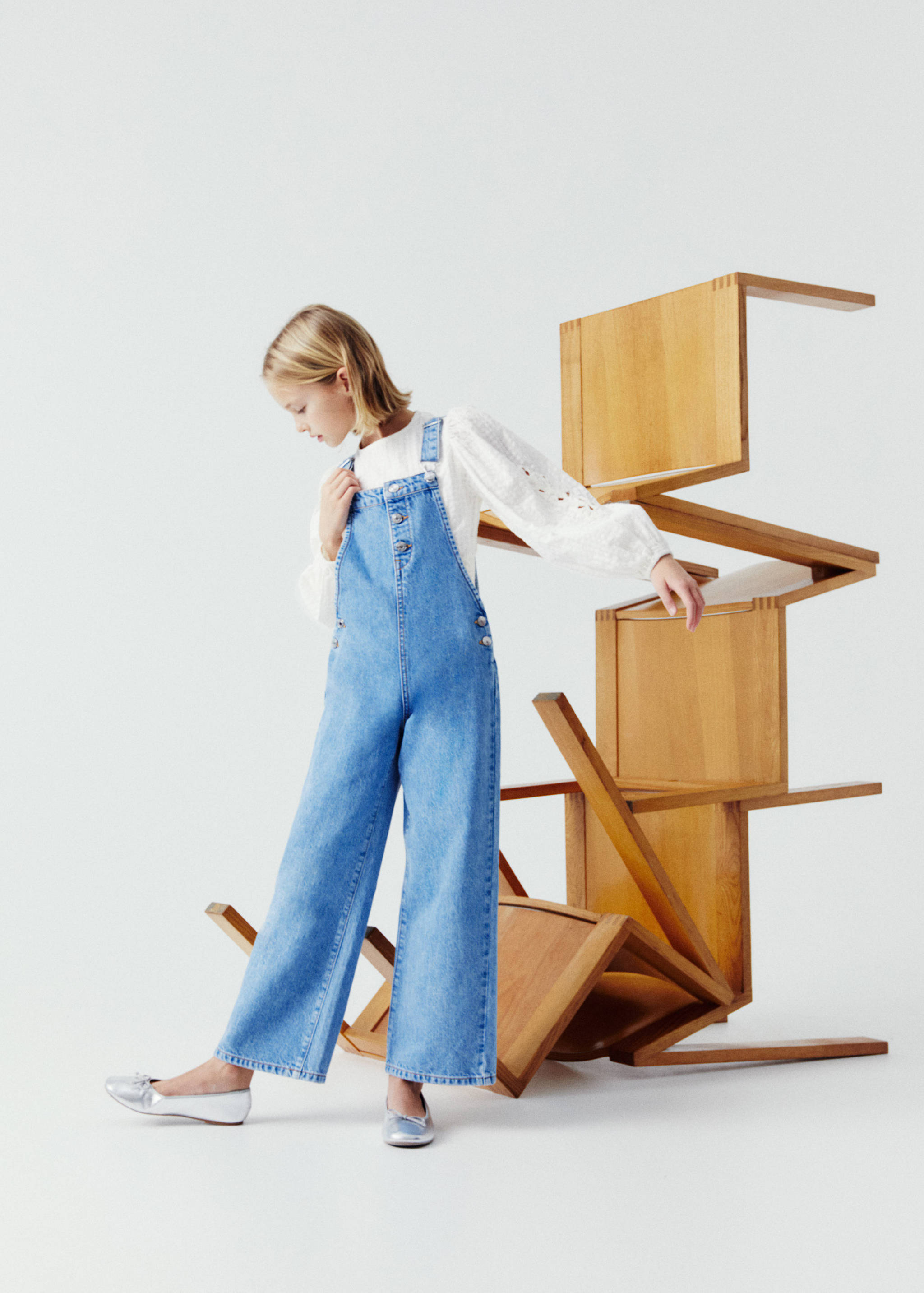 牛仔系扣工装裤 - null