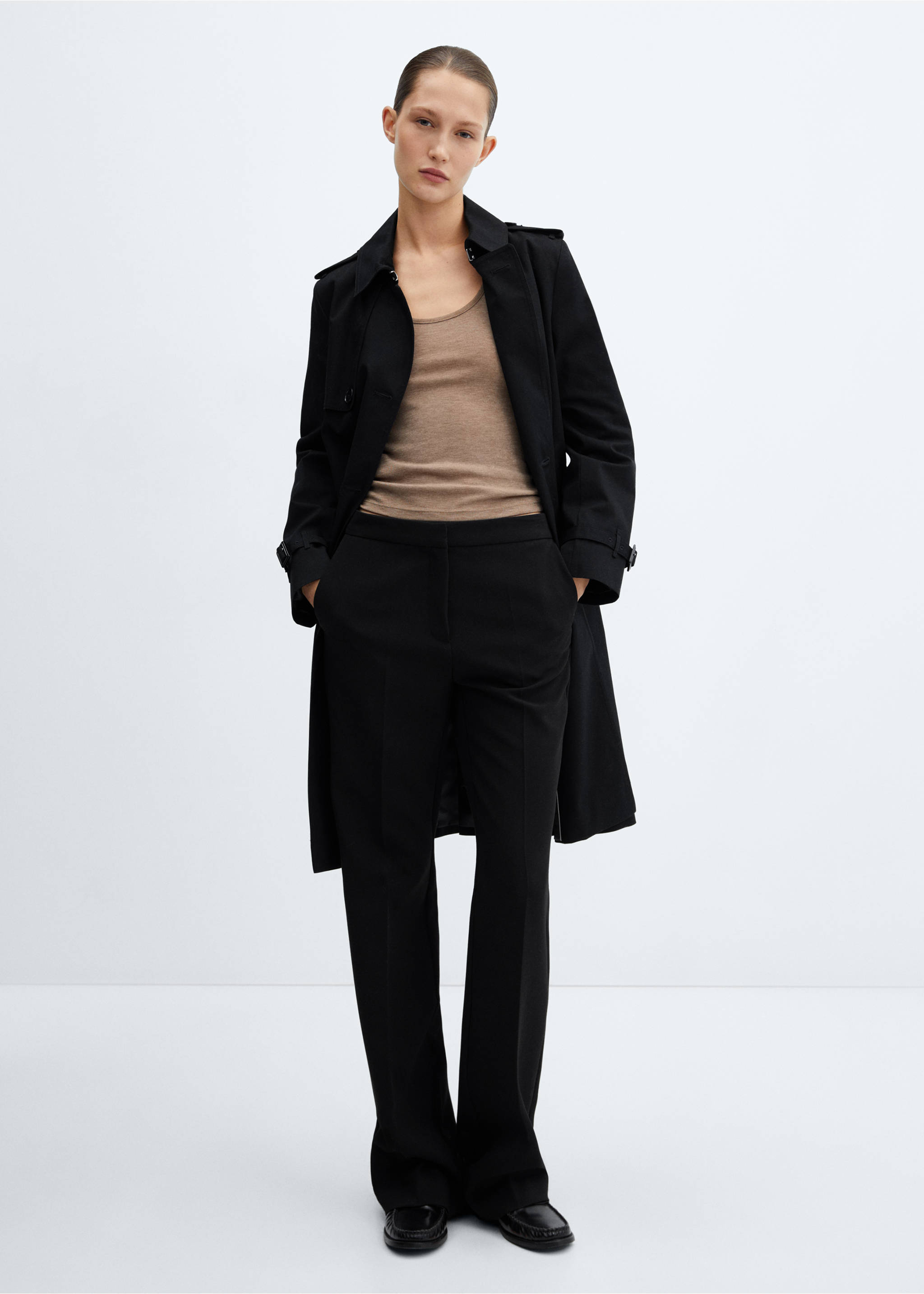 Trench classique ceinture - Plan général, Noir. Ref: 67084018-00.