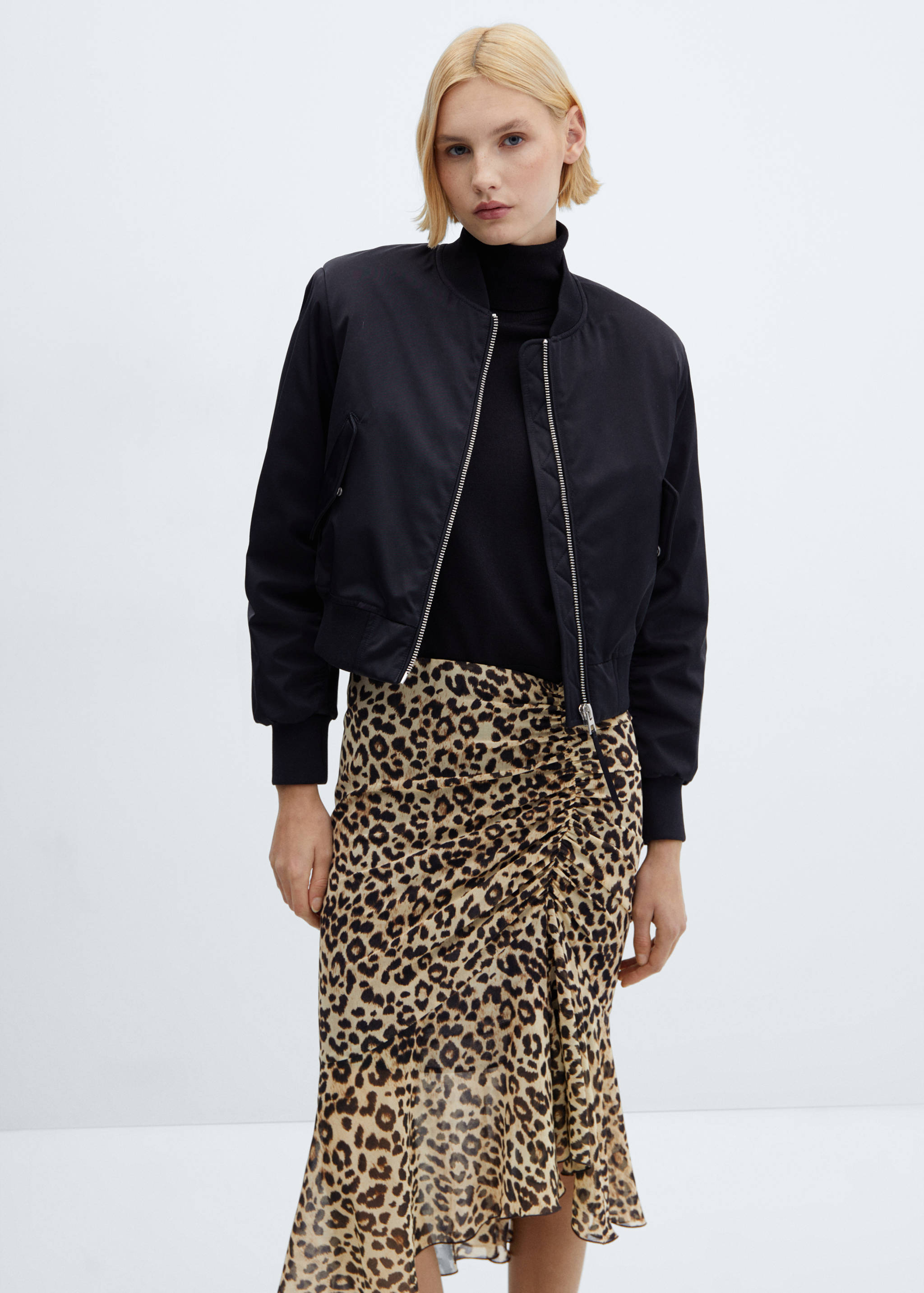 Leopard-print skirt with gathered detail - Details of the article 1