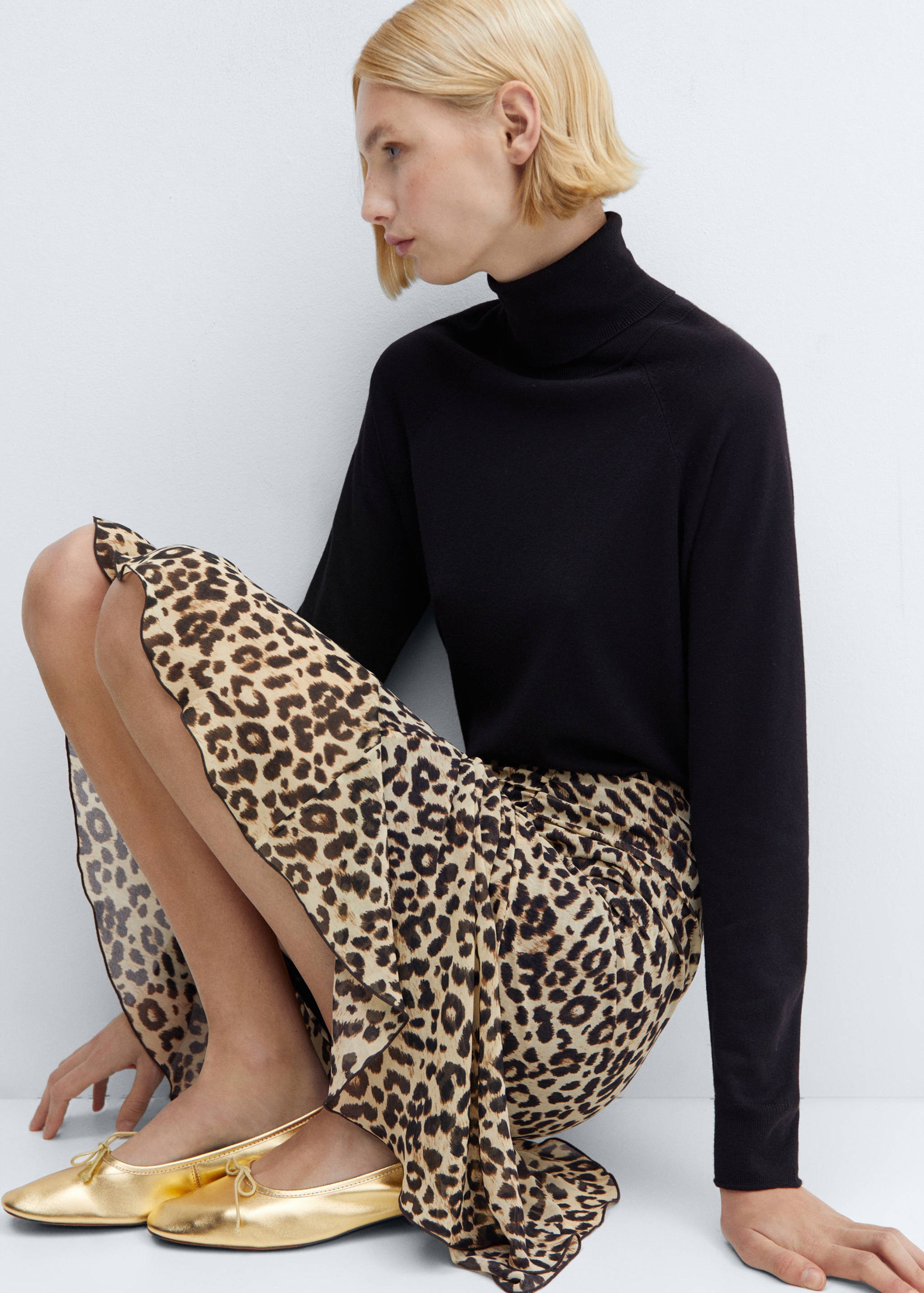 Leopard-print skirt with gathered detail - Details of the article 2