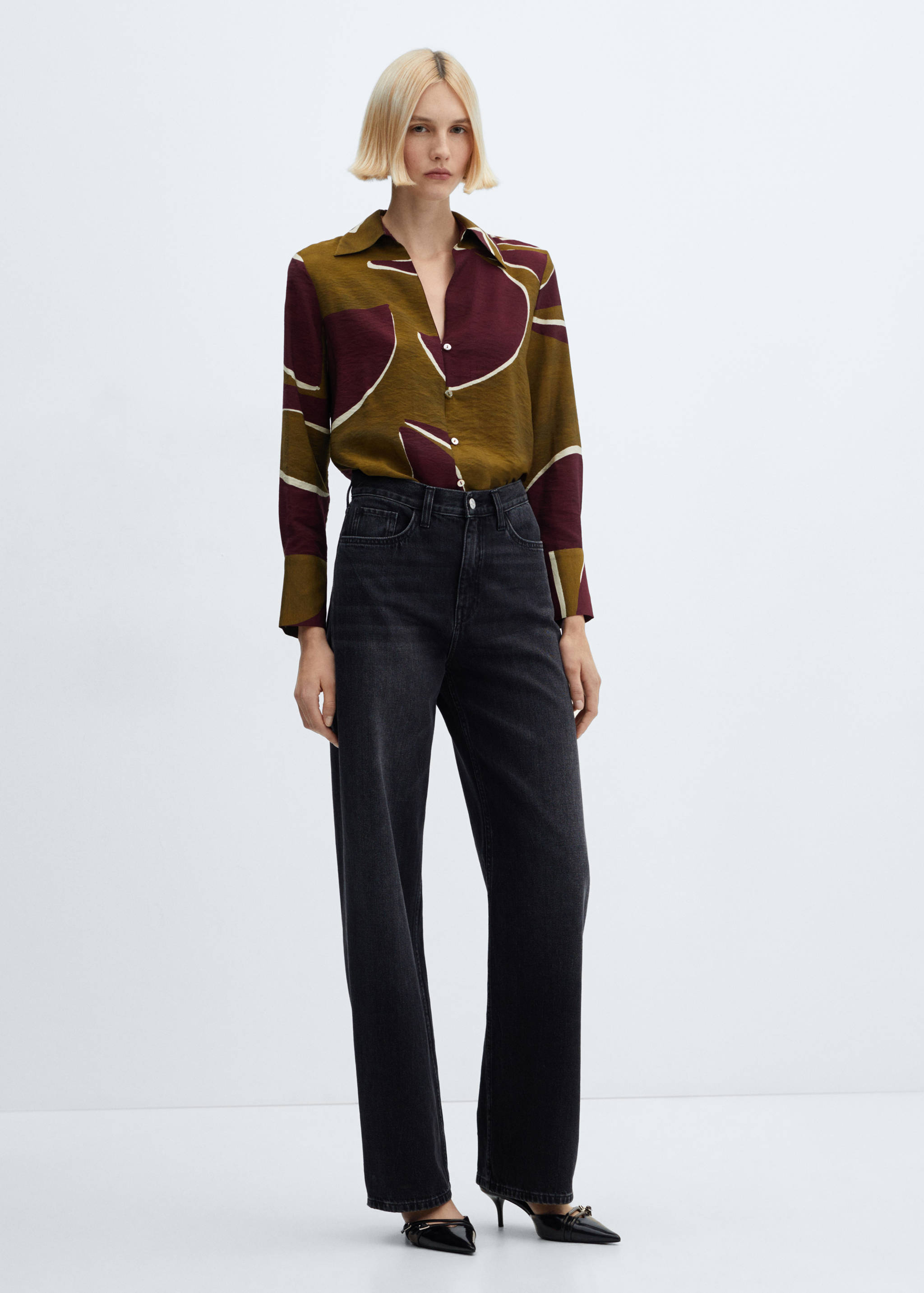 Camisa satinada estampada - Plano general