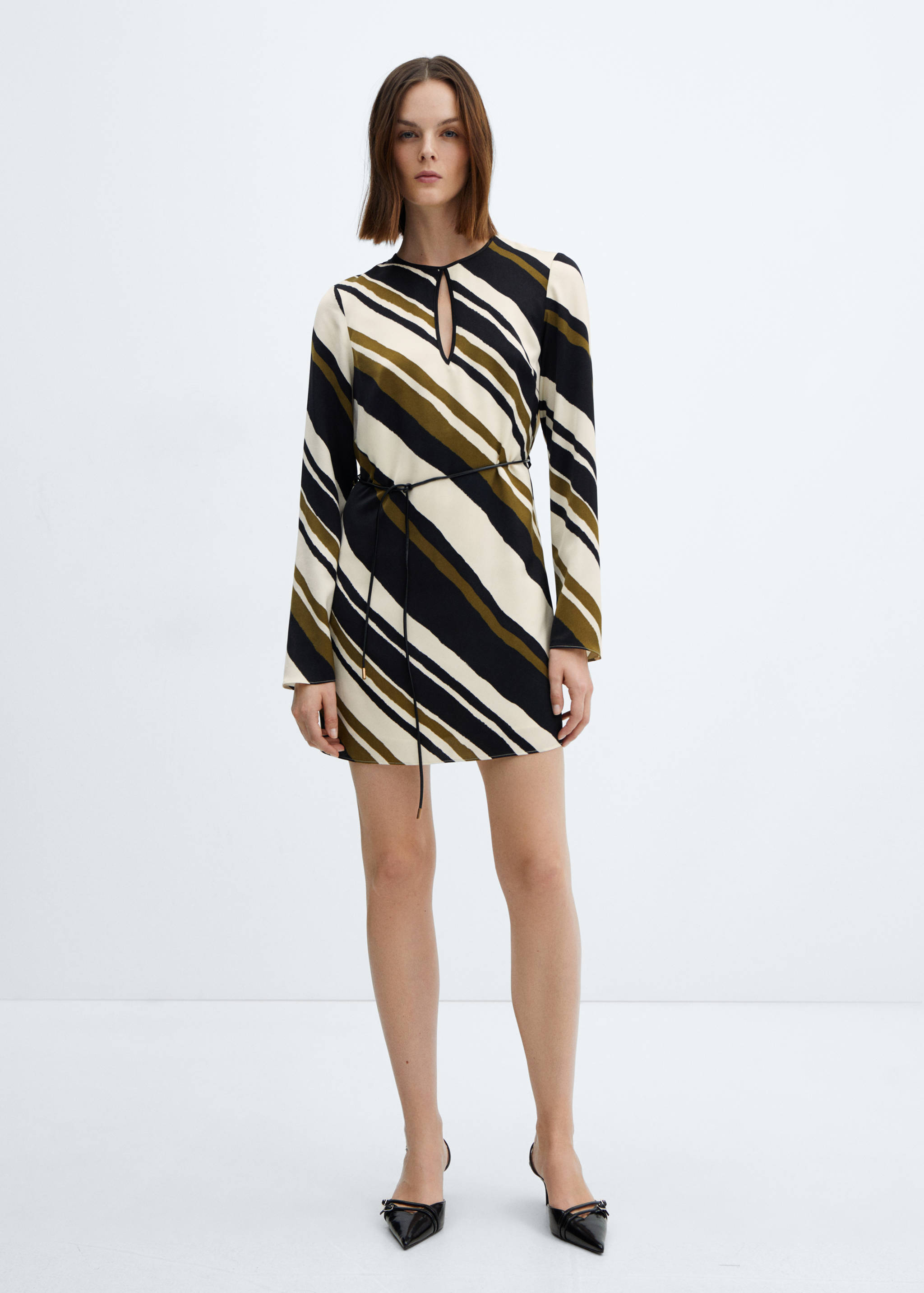 Robe à rayures avec ceinture - Plan général