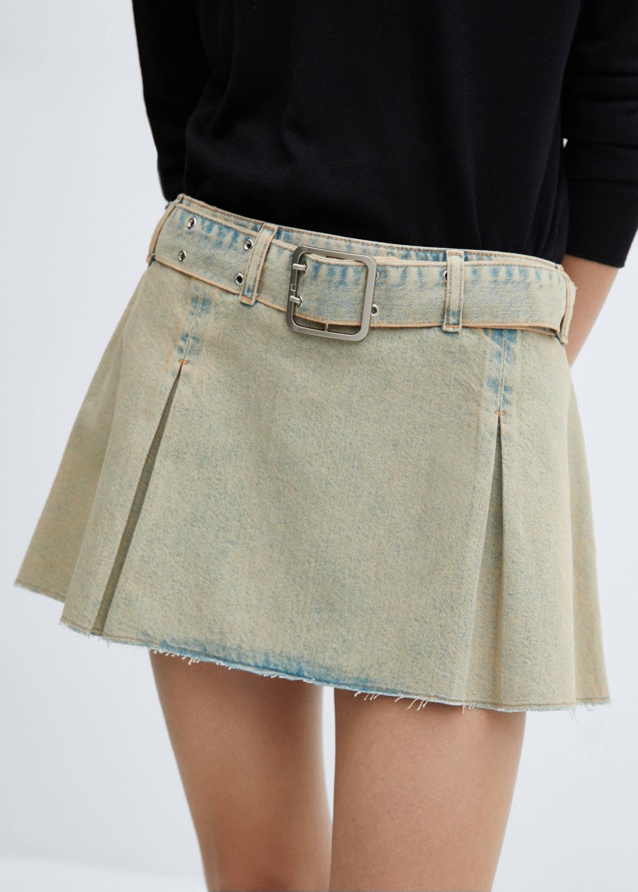 Denim mini-skirt with belt - Medium plane