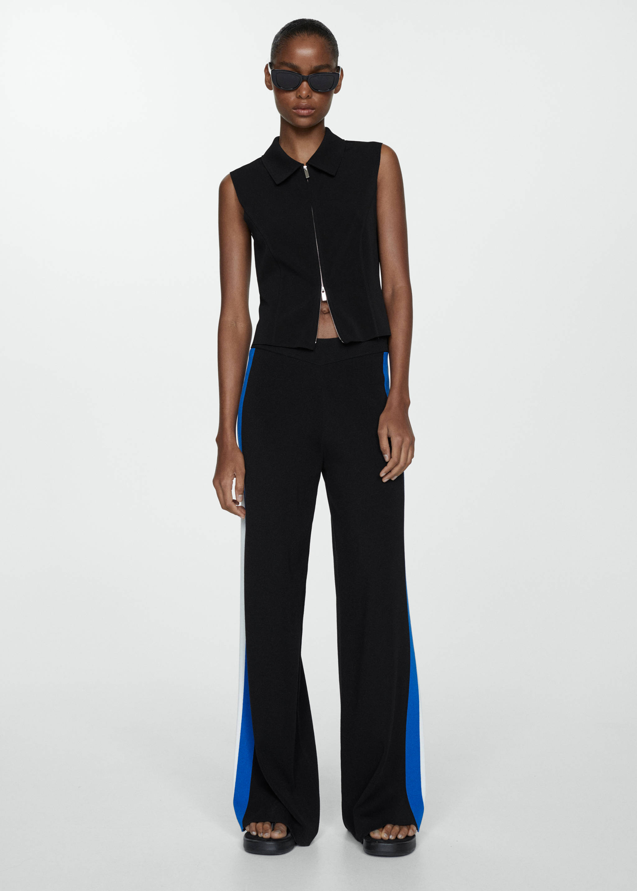 棉麻混纺针织裤 - null