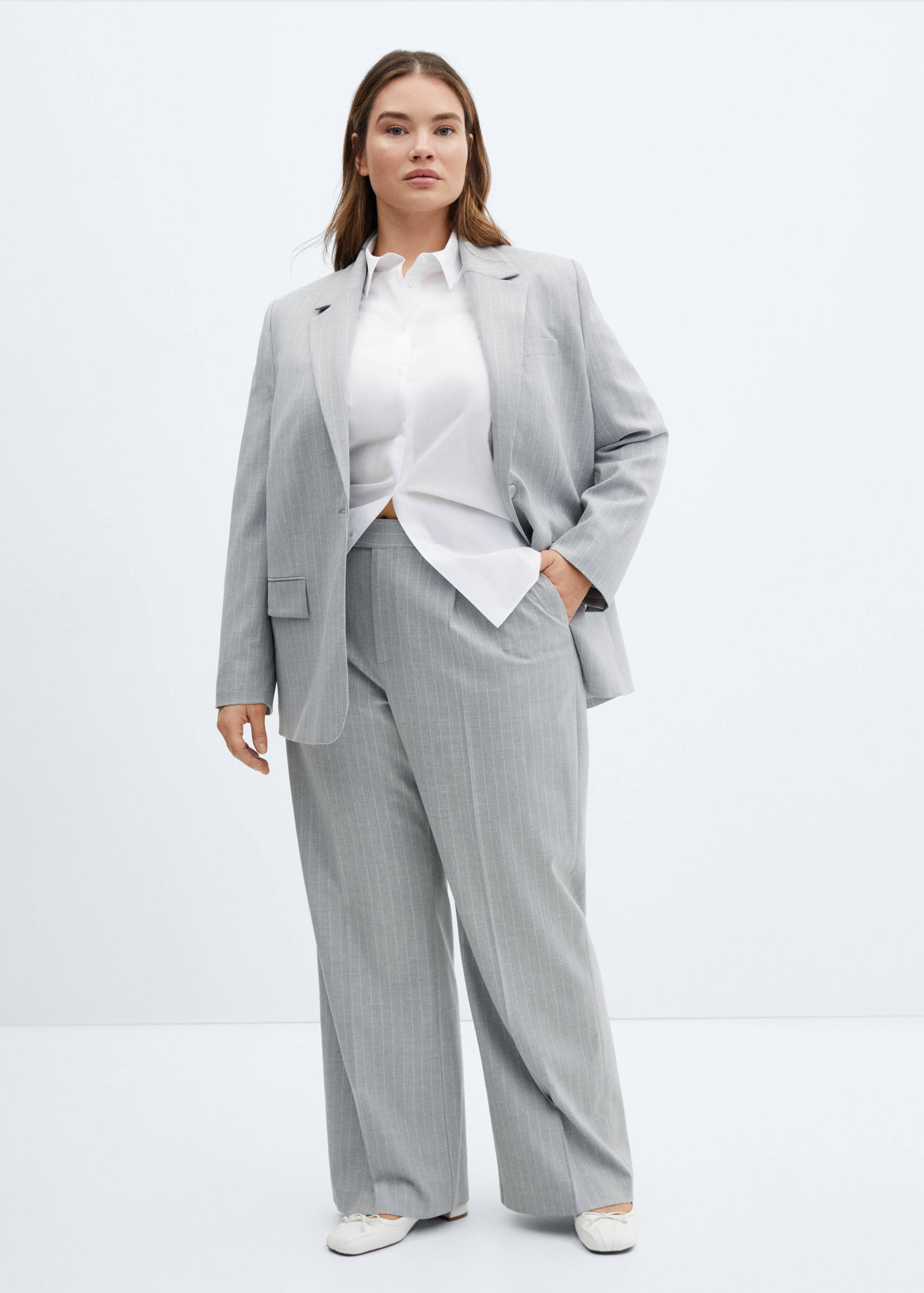 细条纹西装外套 - null